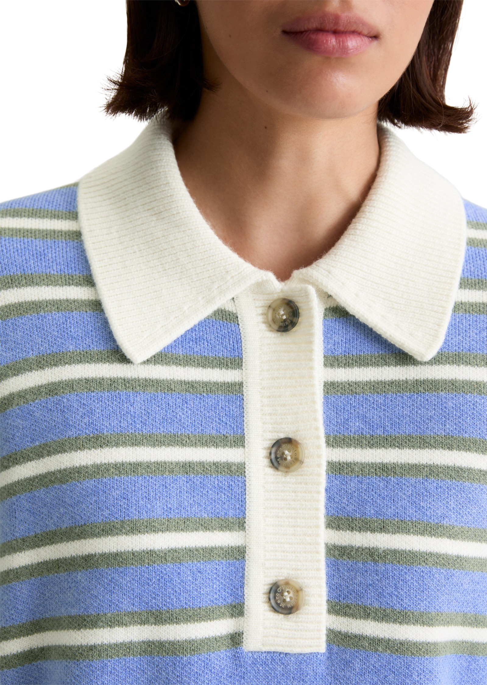 Marc O'Polo DENIM Pull en tricot regular fit aus softem Schurwolle-Viskose-Mix, gestreift