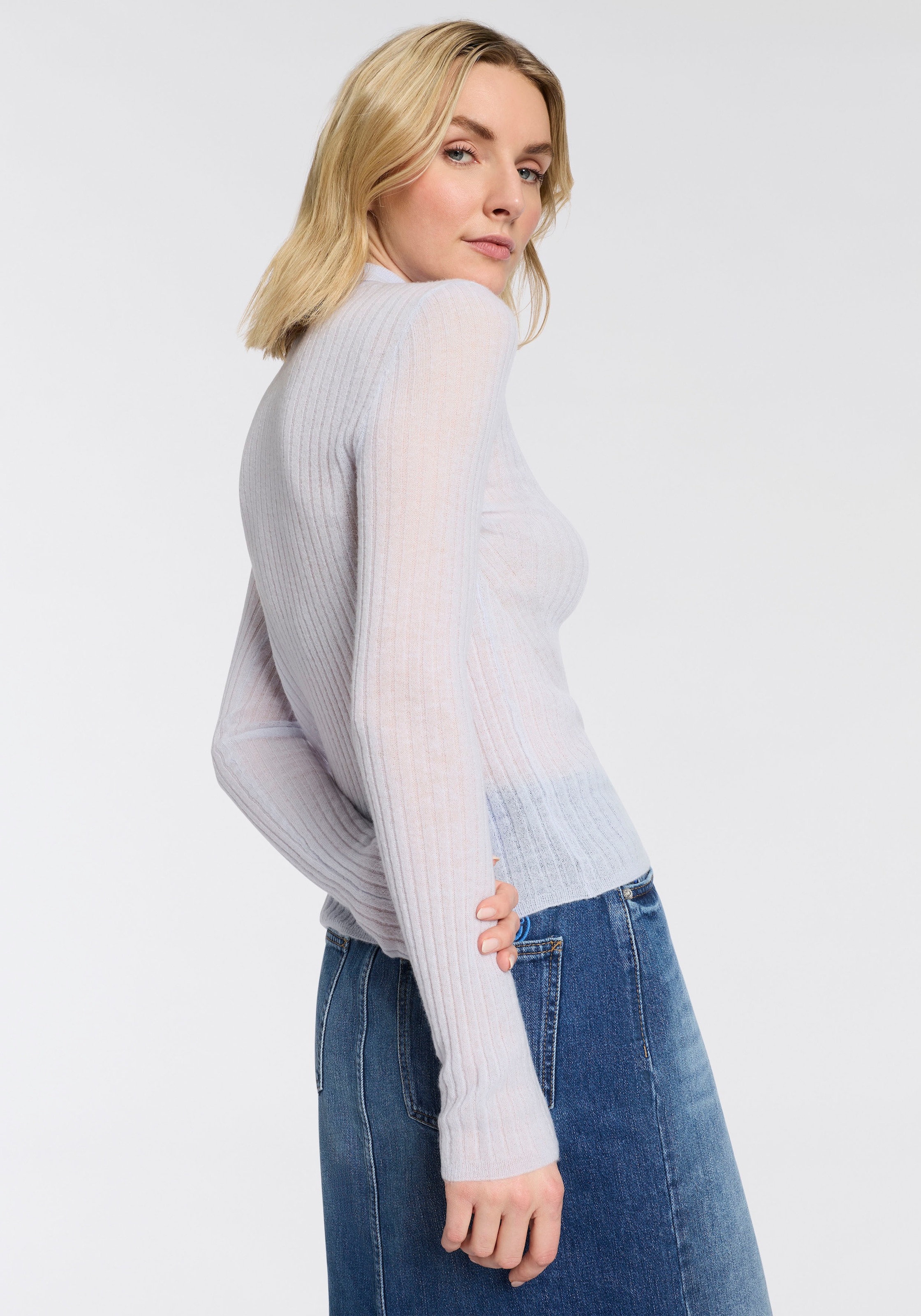 BOSS ORANGE Pull à col polo »Fuganel Premium Damenmode« mit Knopfleiste, Rippstruktur