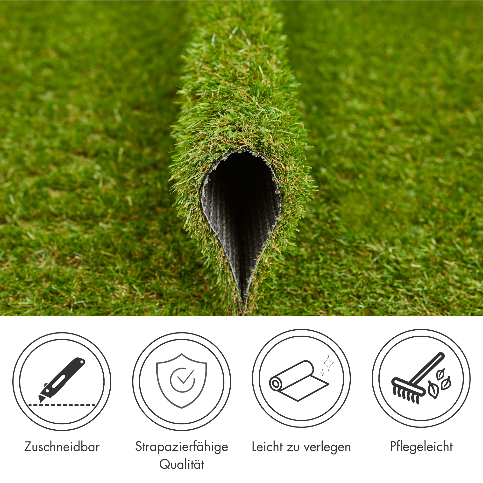 Andiamo Gazon synthétique »Rasenteppich Bali, Made in Belgium« Rectangulaire 25 mm Höhe realistische Optik, mit Drainagefunktion, für Balkon & Terrasse