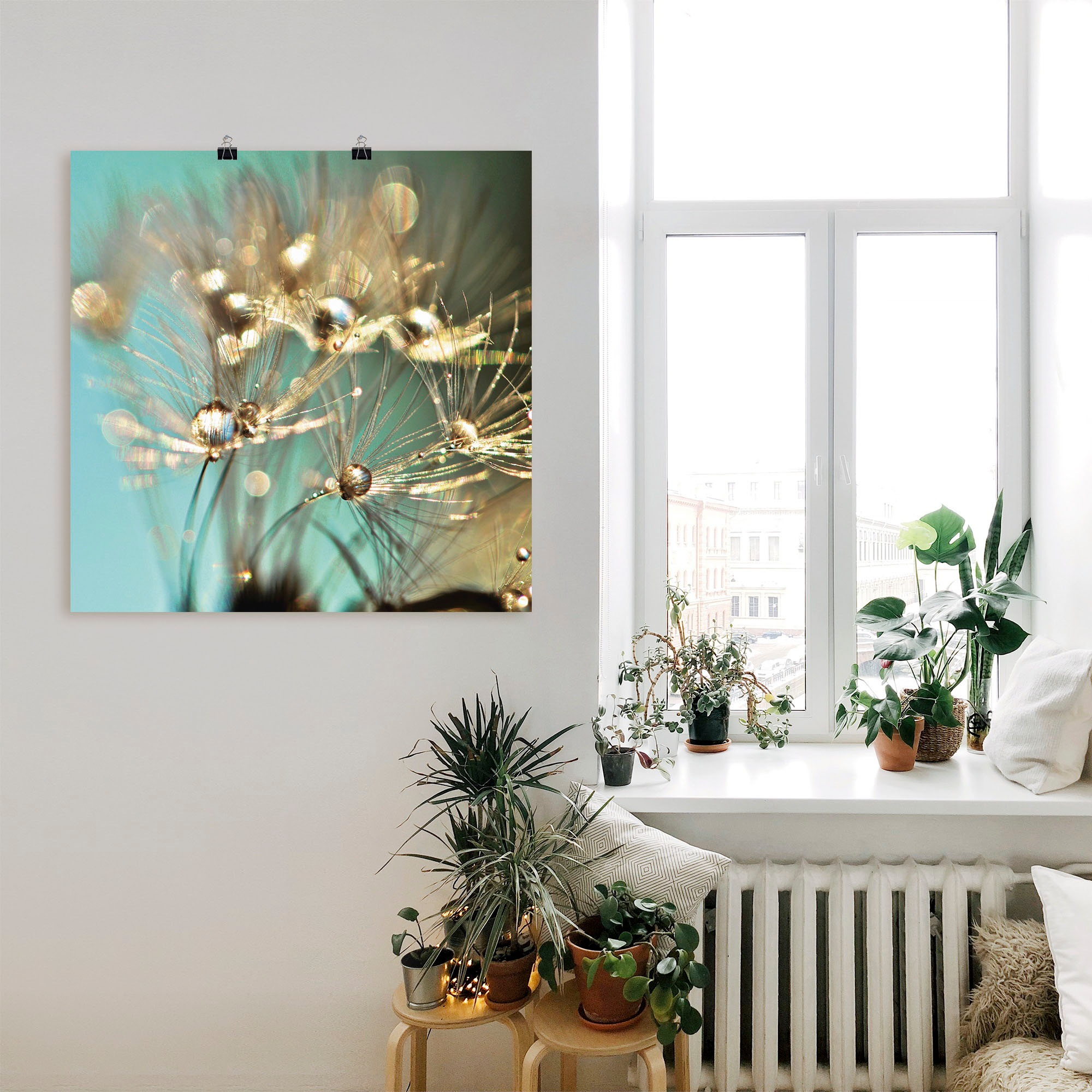 Artland Poster »Pusteblume glänzendes Gold« Blumen 1 Stk. tlg. ohne Rahmen