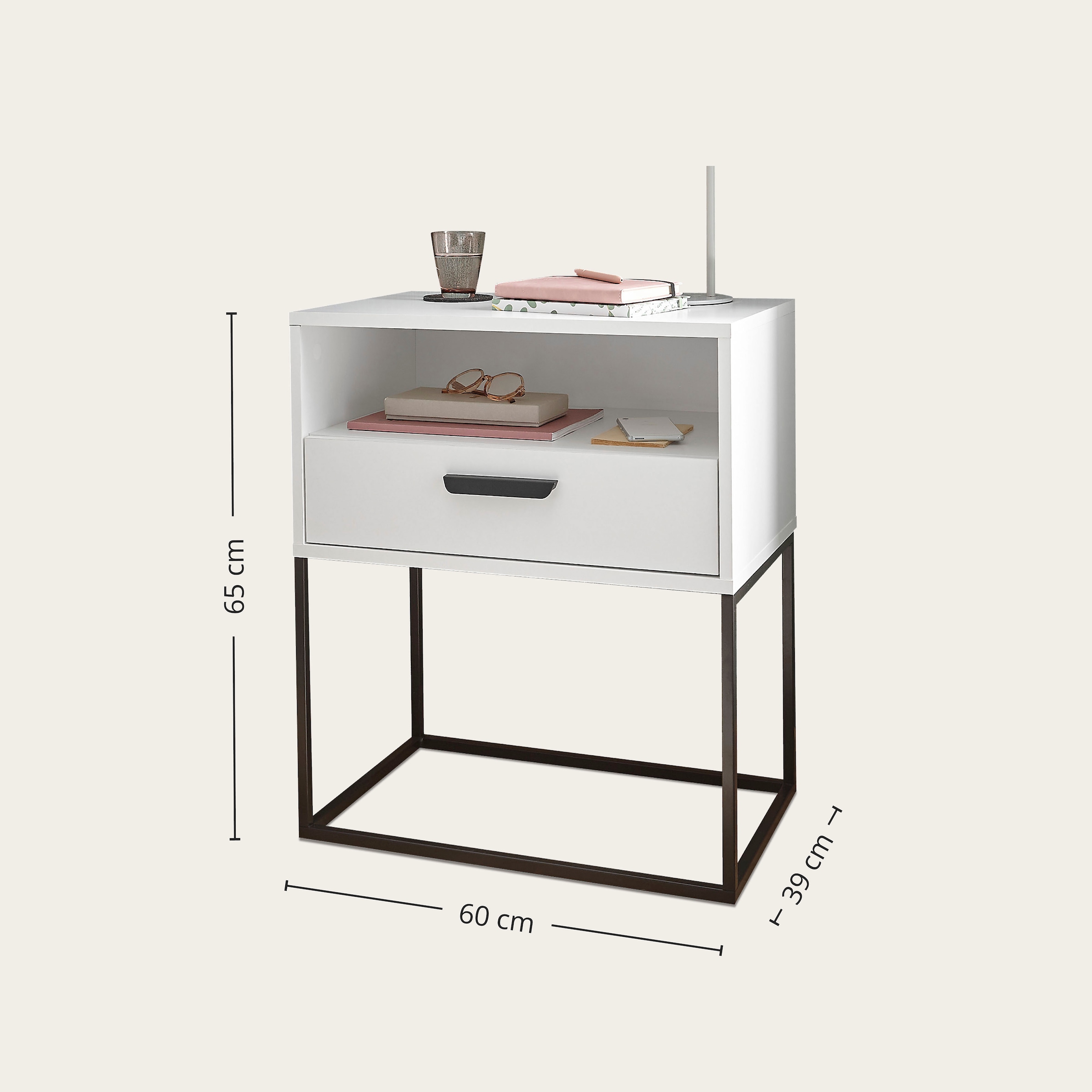 Schlafkontor Nachtkommode »Cudro Nachttisch auf Fussgestell« mit einem offenen Fach für schnellen Zugriff