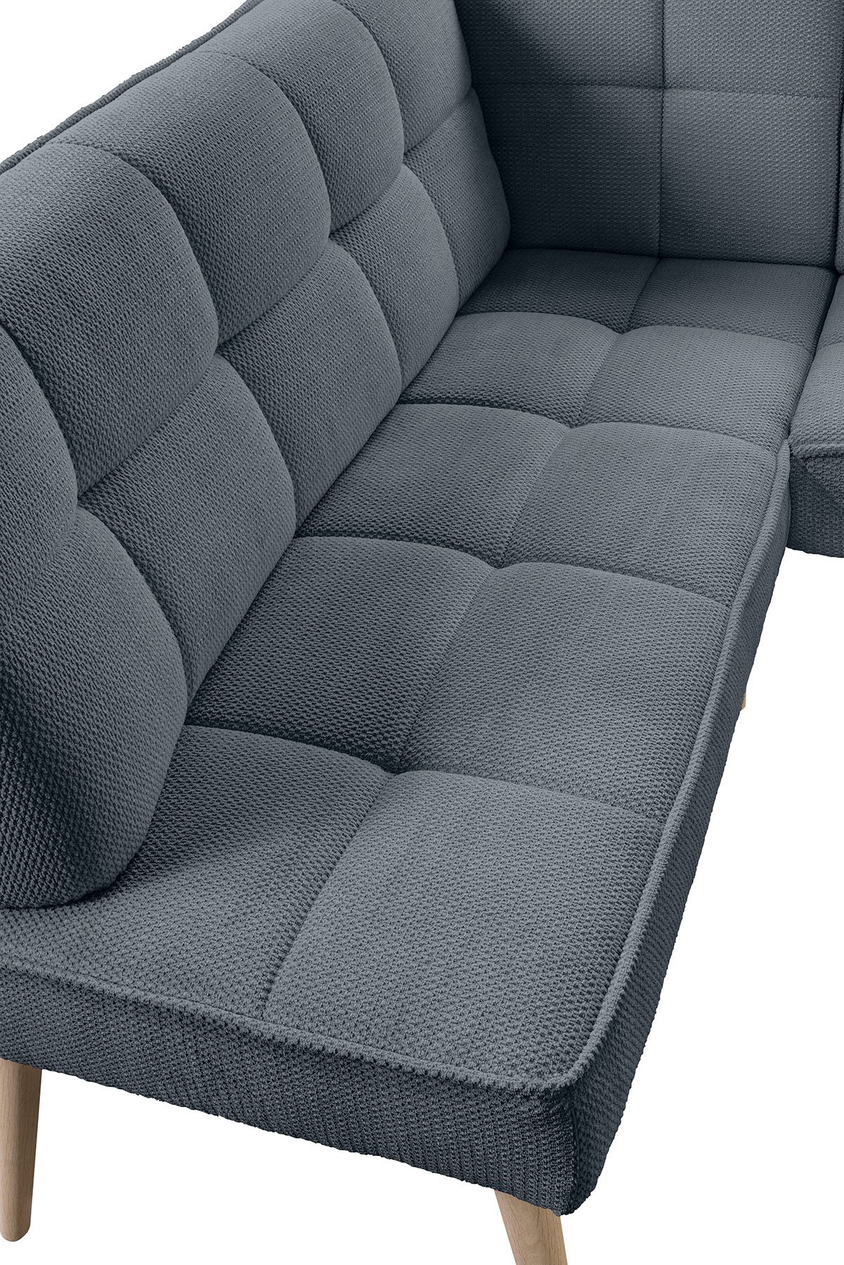 exxpo - sofa fashion Banc d'angle »Latte« couture moderne siège et dossier, confortable et élégant, pied en bois haut