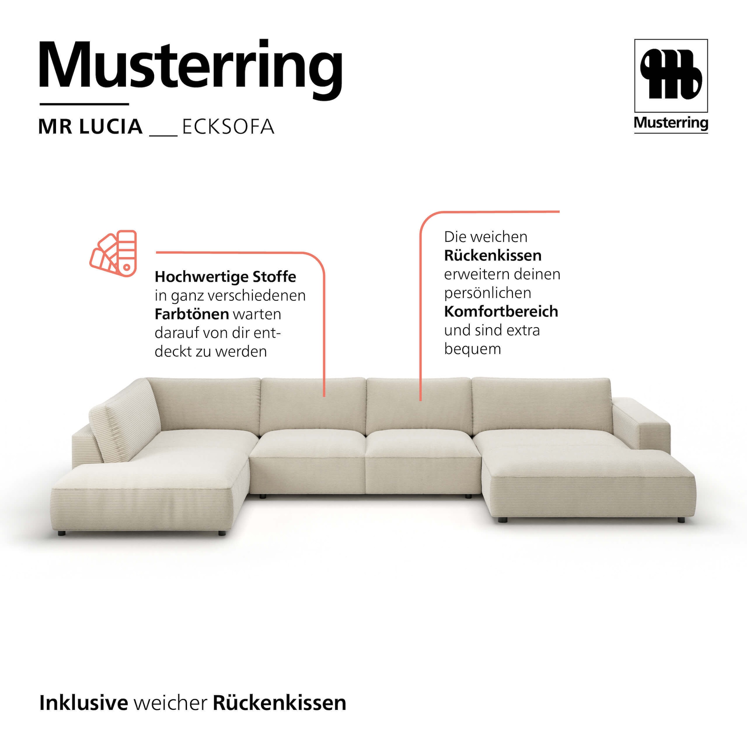 Musterring Paysage de salon »MR LUCIA, das ultimative Raumwunder von Musterring« Surface gigantesque, coussins de chambre haut de gamme & confort de luxe