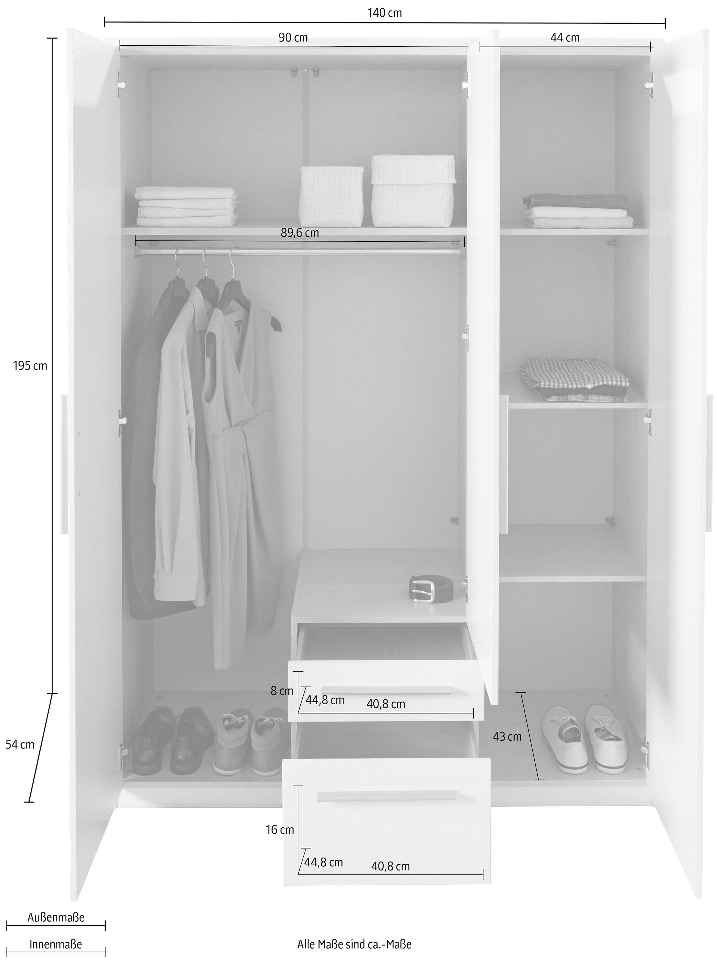 priess Armoires à vêtements en 3 largeurs