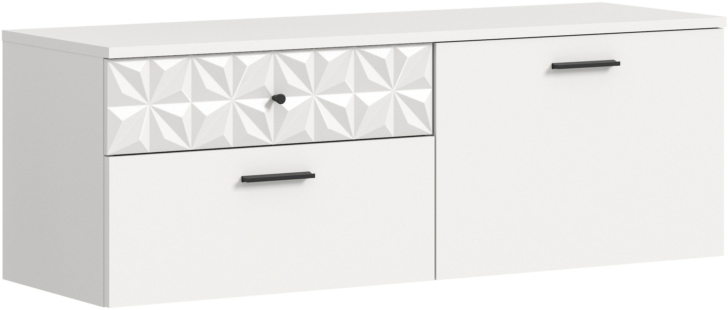 Home affaire Schuhschrank »VICENZA, hängend, 2 Schubkästen, 1 Klappe, 2 Fächer, Ornamentabsetzung« Hängeschrank, Flurschrank, Dielenschrank, Anrichte, Kommode