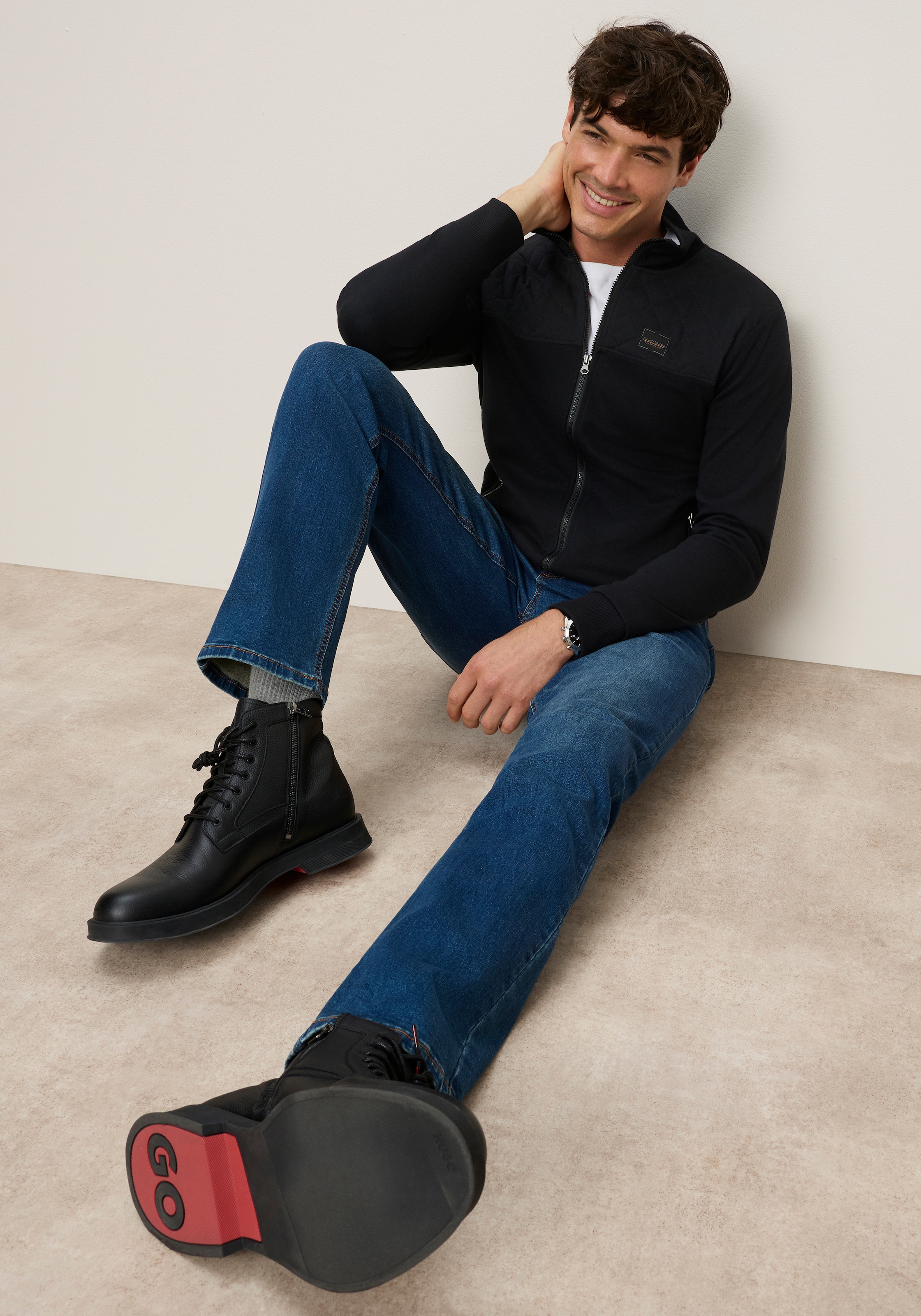 Bruno Banani Veste sweat avec quilting à carreaux dans la partie supérieure