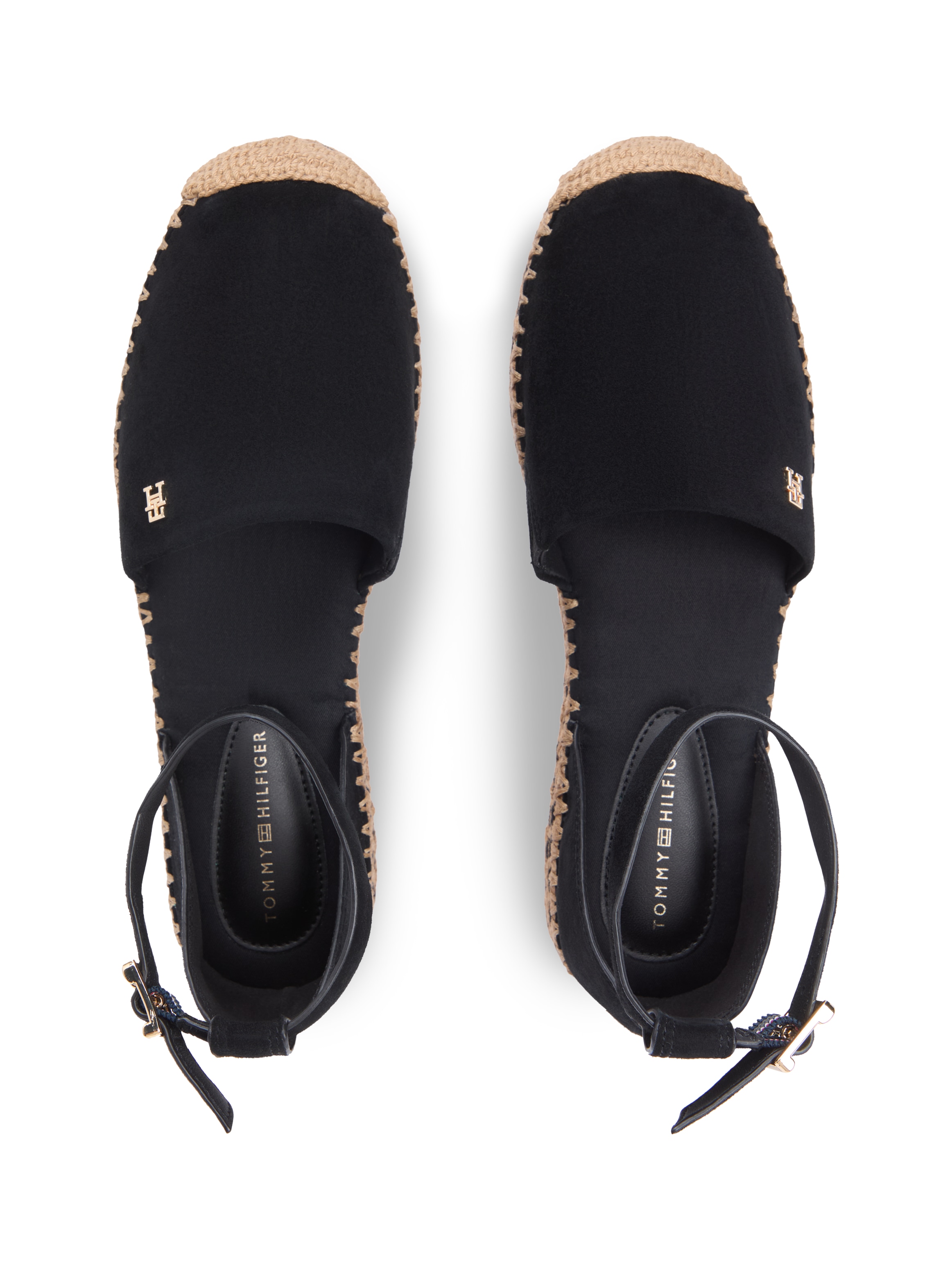 Tommy Hilfiger Ballerines à lanières »TH PLATFORM ESPAD SUEDE STRAP«  chaussure d'été, sandale à plateforme avec bride de talon réglable