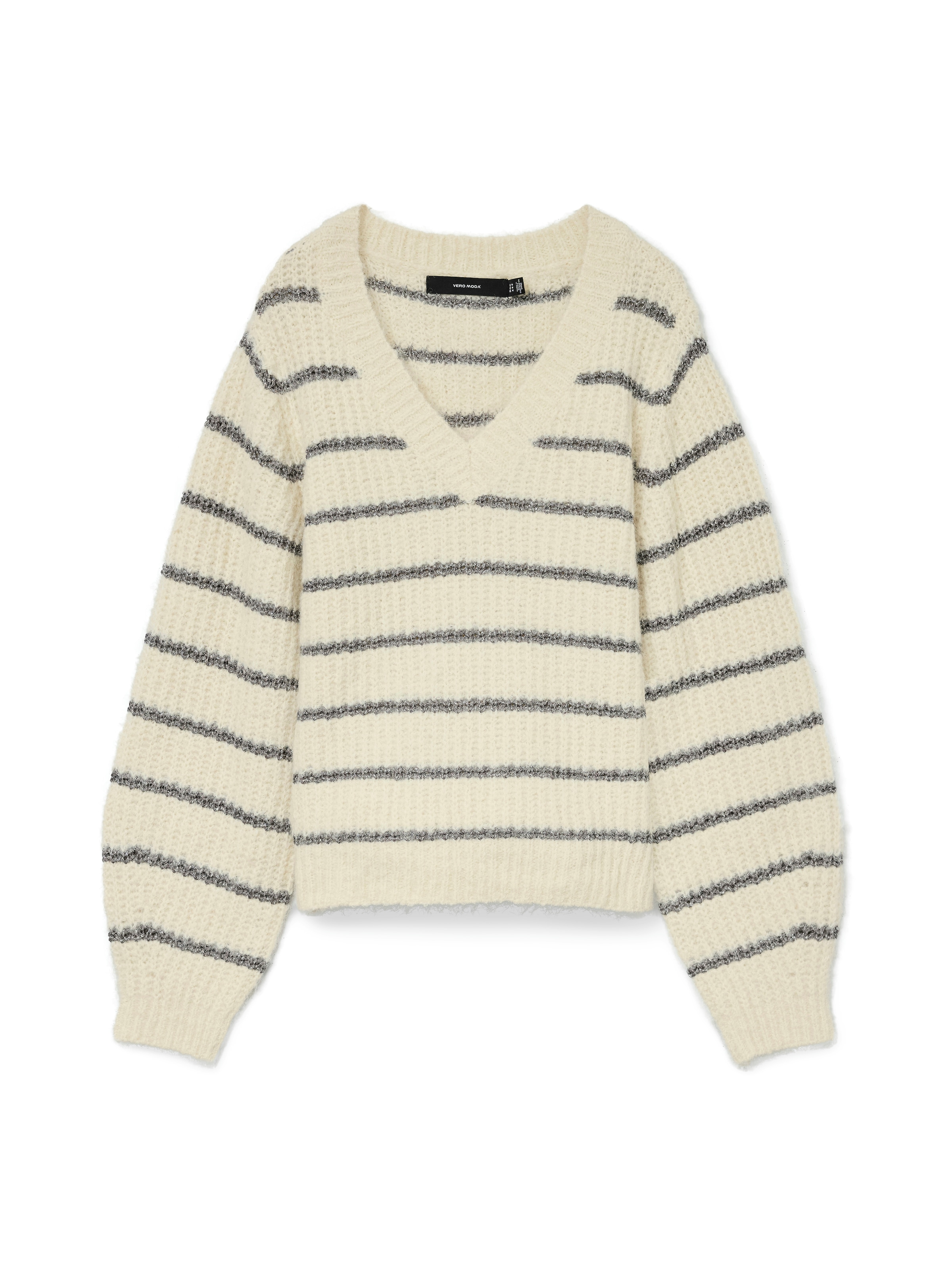 Vero Moda Pull col V »VMAWESOME SHINE LS V-NCK STRIPE PULL BOO«, mit Glitzer-Effekt

