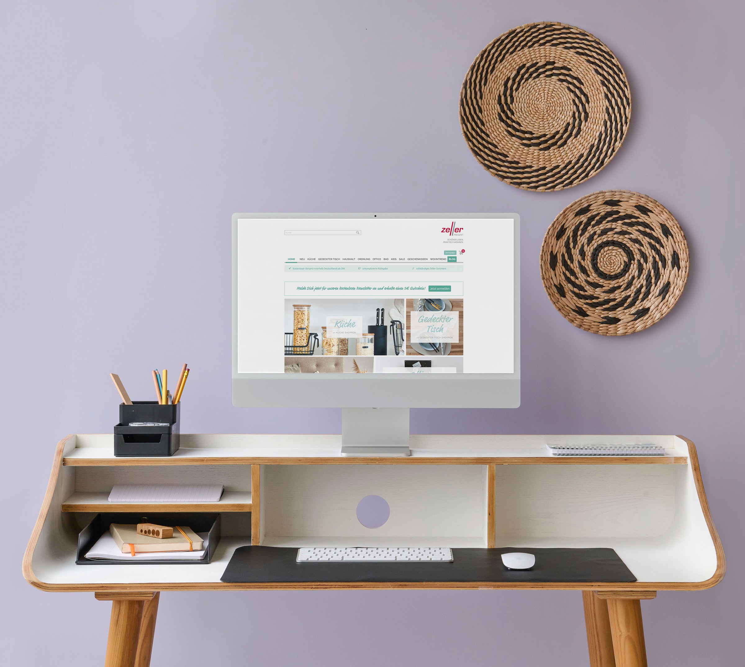 Zeller Present Organizer »Schreibtischunterlage inklusive Mousepad« Kunstleder, leicht abwischbar