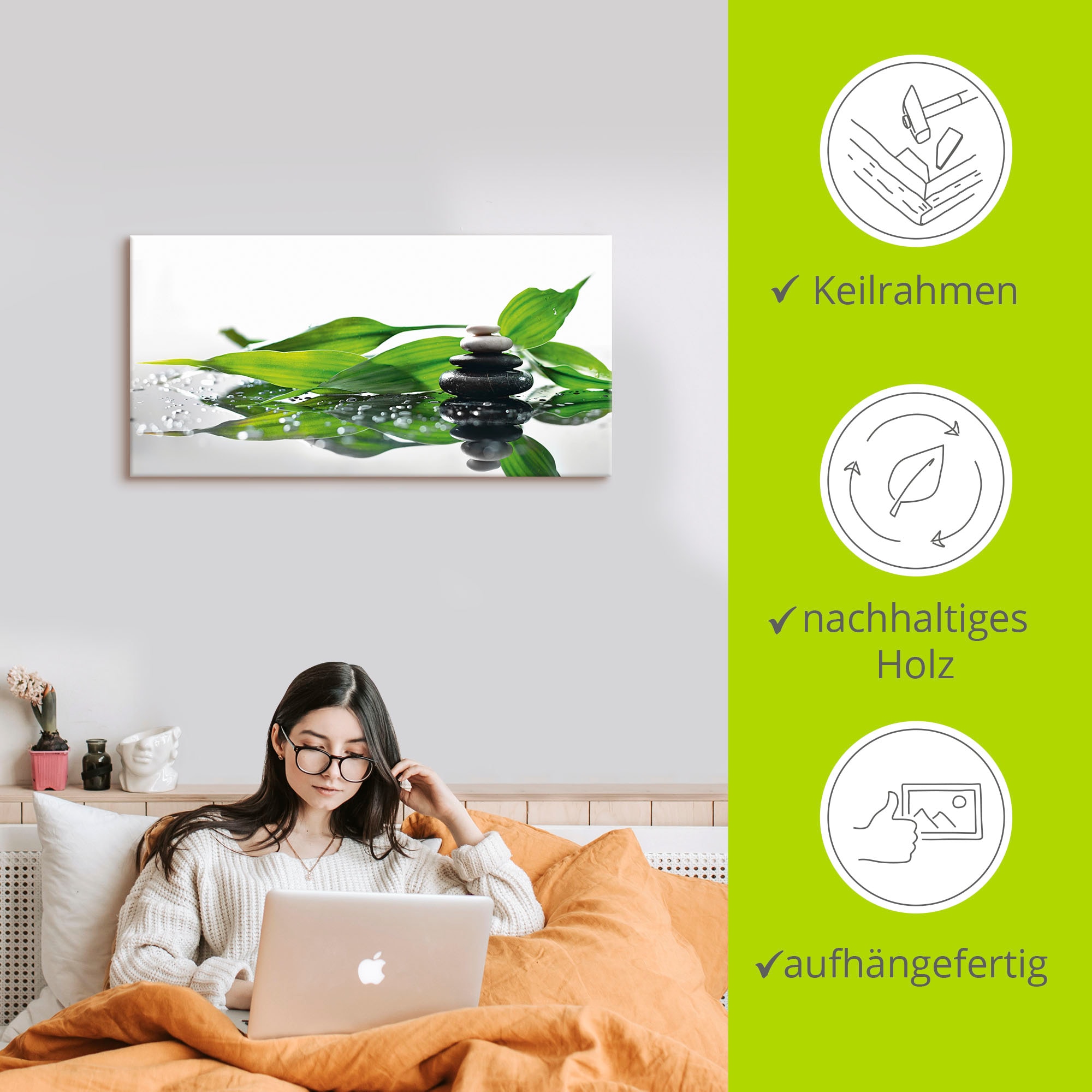 Artland Leinwandbild »Spa mit Steinen und Bambus« Zen 1 Stk. tlg. auf Holzrahmen gespannt