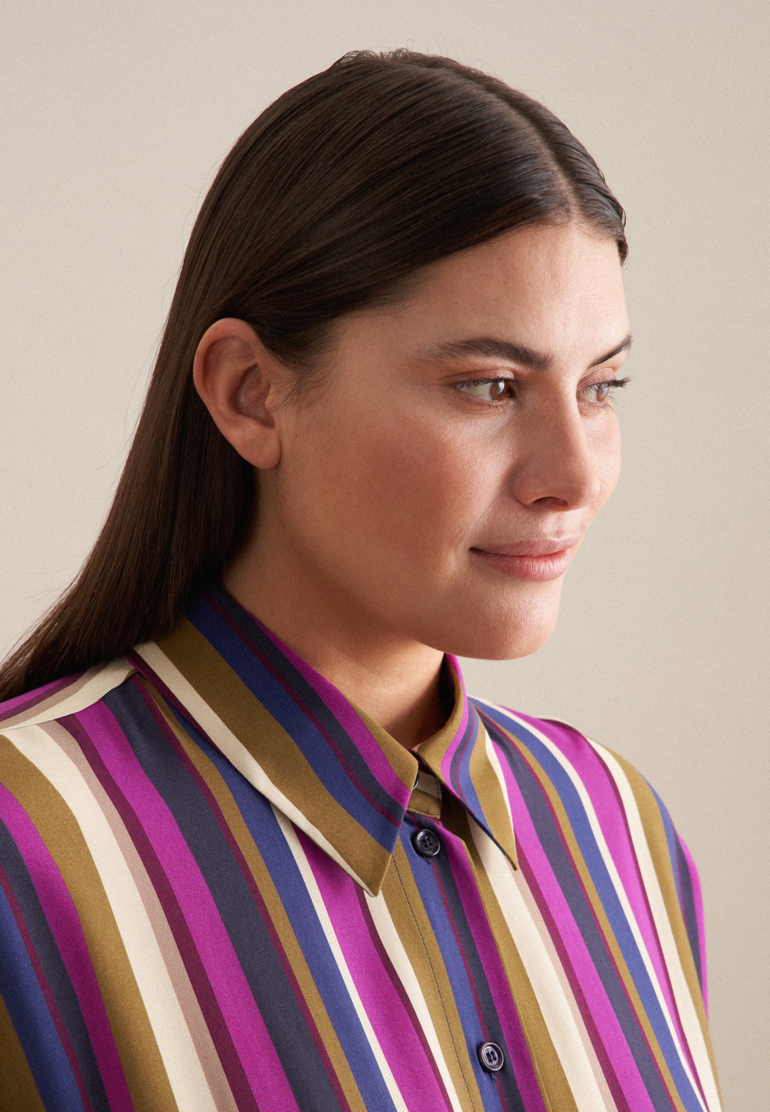 seidensticker Sommerkleid »Schwarze Rose« Langarm Kragen Druck