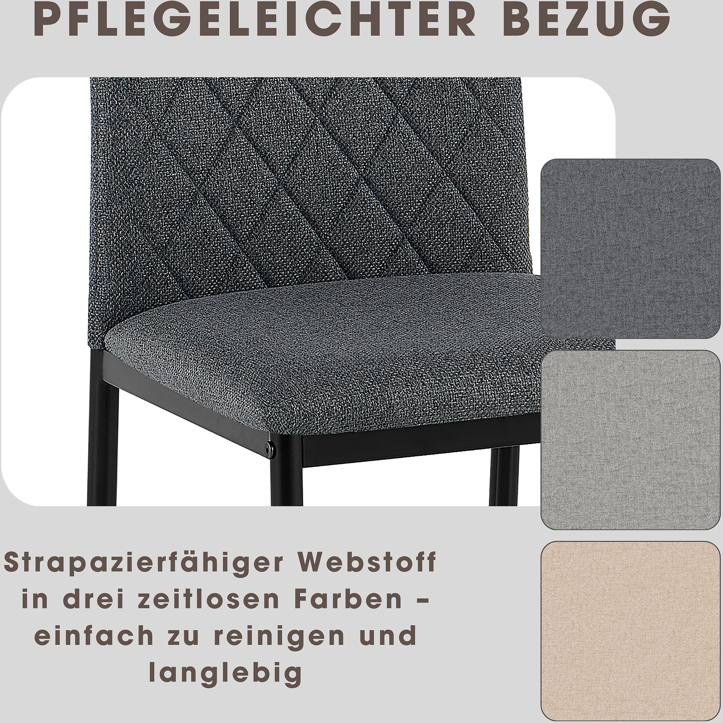 GOODproduct Chaise de salle à manger »Rom« (Ensemble) 2 cuisbequemer Stuhl mit hochwertigem Stoffbezug und Griff im Rücken