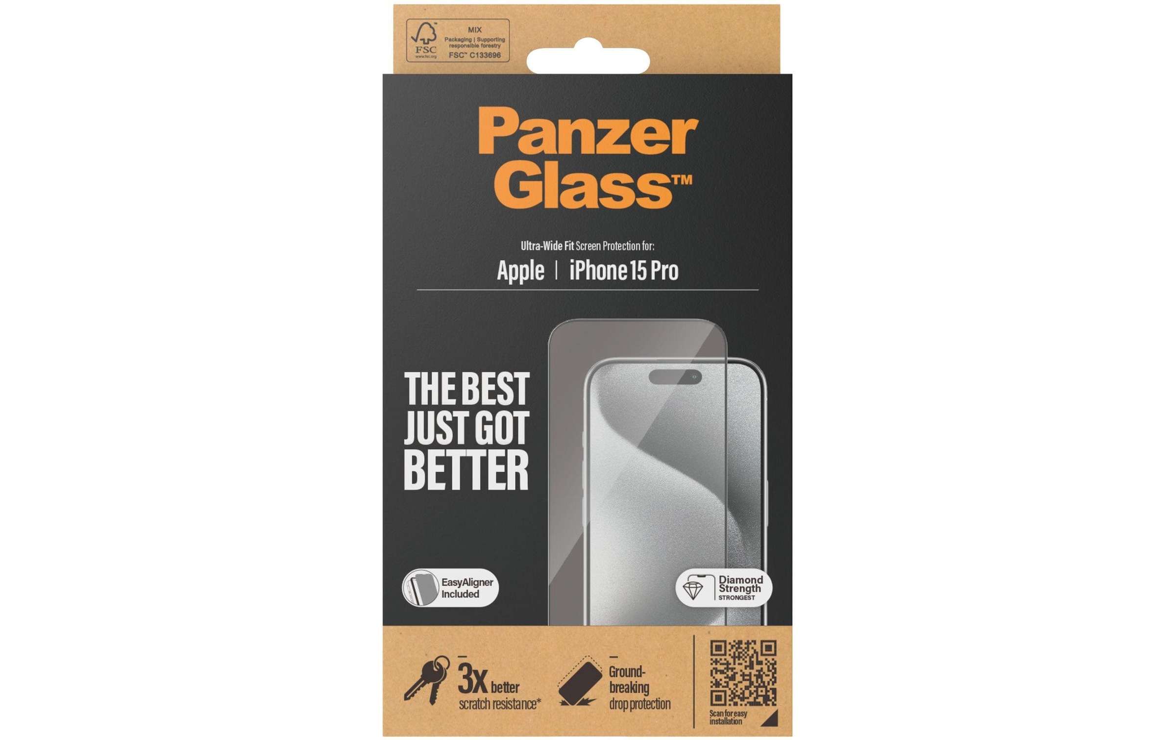 PanzerGlass Displayschutzglas »Ultra Wide Fit iPhone 15 Pro« für iPhone 15 Pro 1 Stk. tlg.