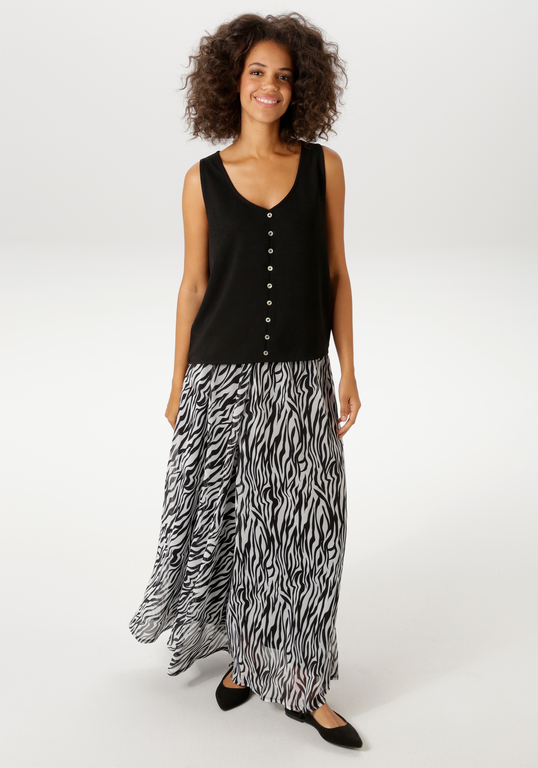 Aniston CASUAL Top chemisier in Leinen-Optik - NEUE KOLLEKTION