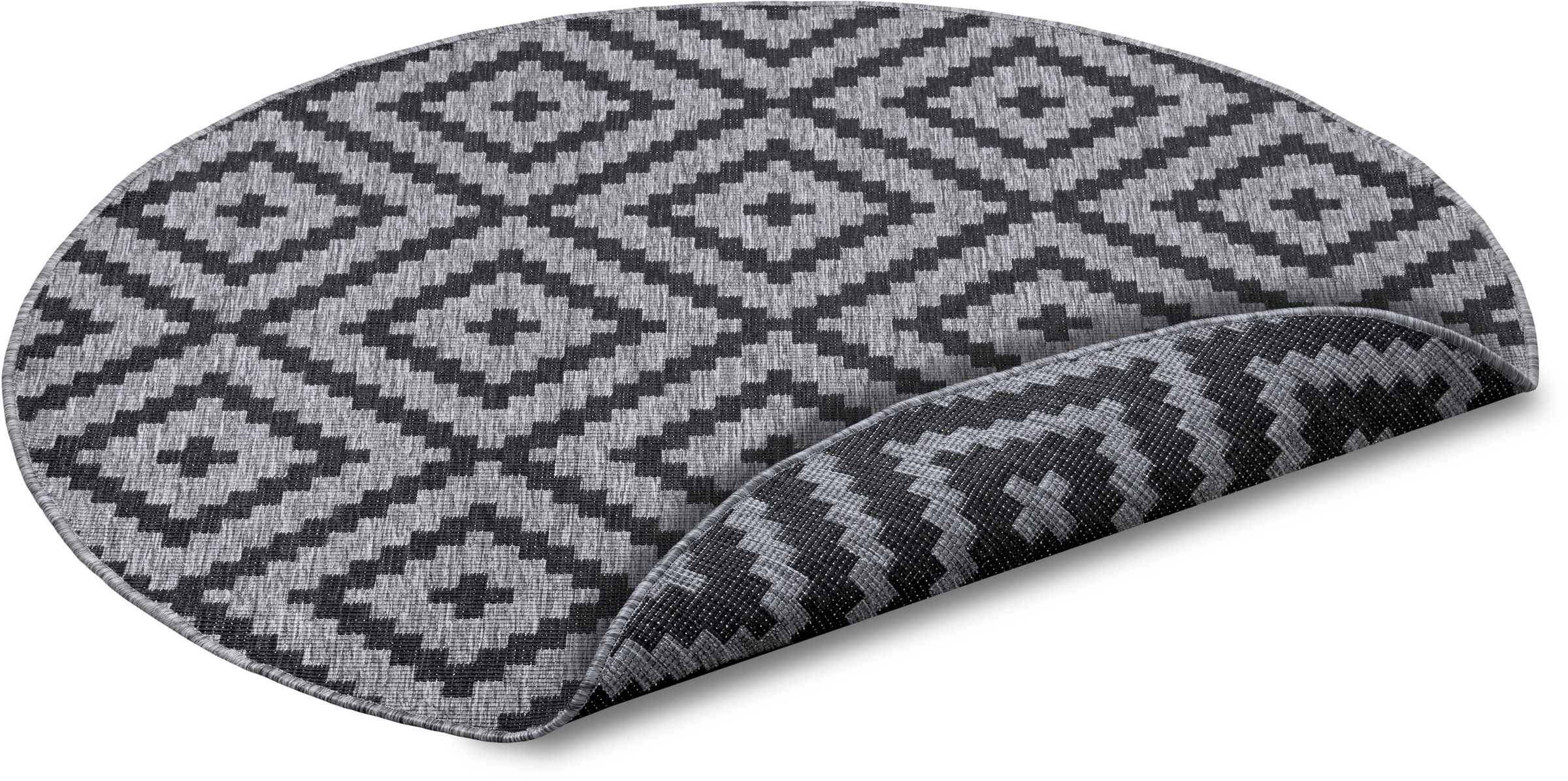 my home Tapis »Ronda Wendeteppich« Rond 5 mm Höhe Sisal-Optik, Flachgewebe, In-  und Outdoor, geometrisches Boho Design