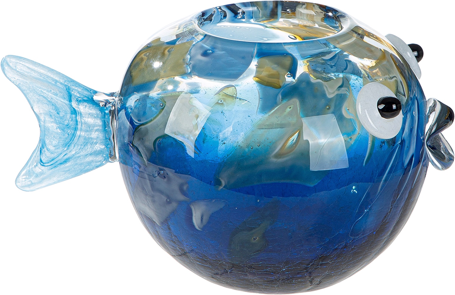 GILDE Vase de table »Vase Fisch Kandaru blau« Vase, verre, imitation écaille de poisson, maritime, décoration, idée cadeau