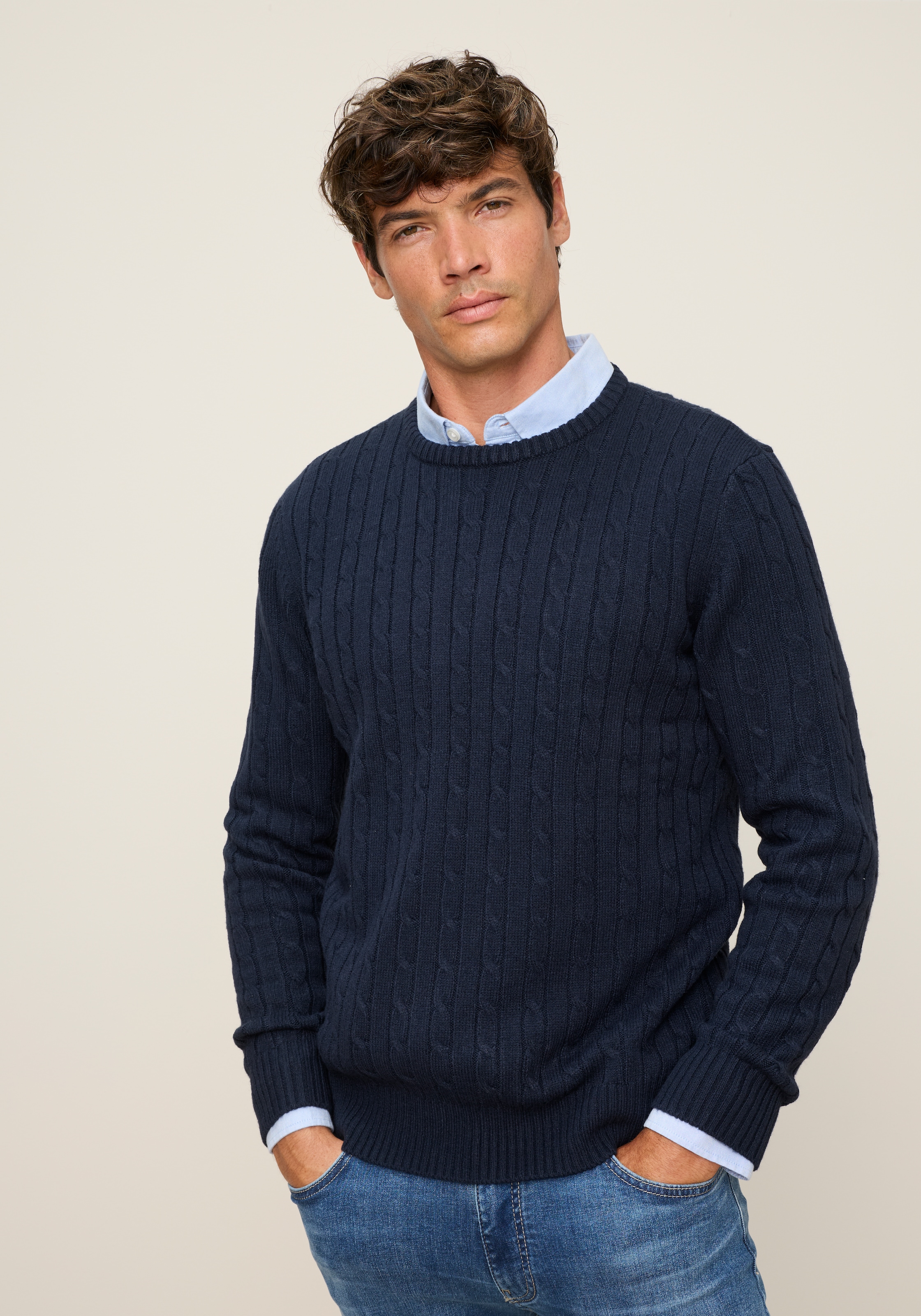 Man's World Pull à col rond »Neue Kollektion! Highlight allover Zopfmuster!« toucher doux, parfait pour la saison froide