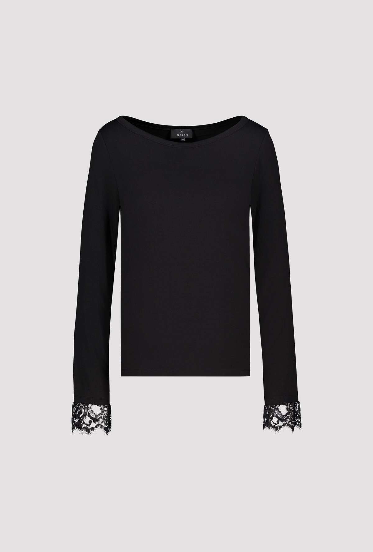 Monari Langarmshirt »Shirt Basic Spitzendetail« Regular fit mit Spitzenborte