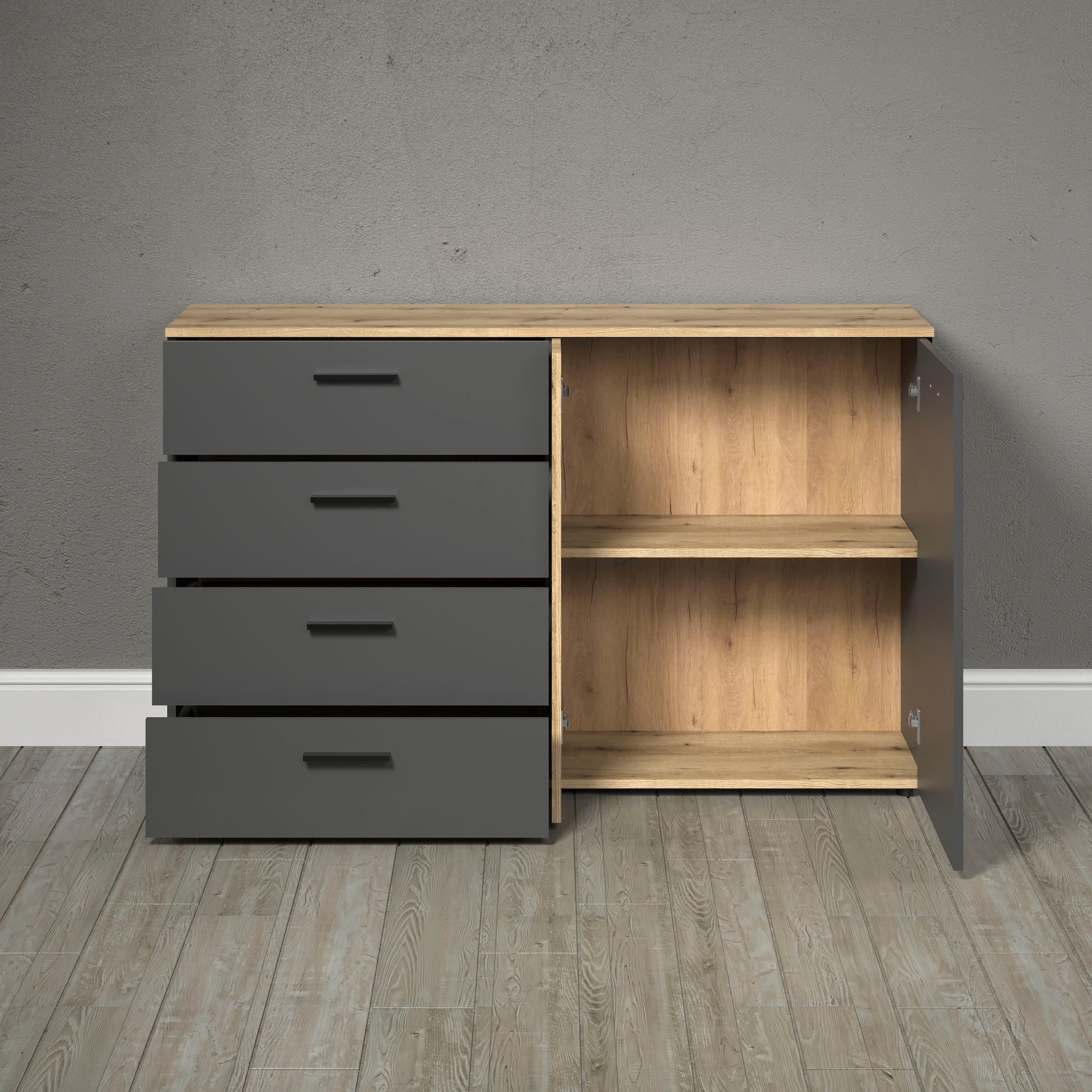 Home affaire Commode »Estepona« 1 cuis tlg. Sideboard mit voll ausziehbaren Schubladen - (B/T/H) 139/38/86 cm
