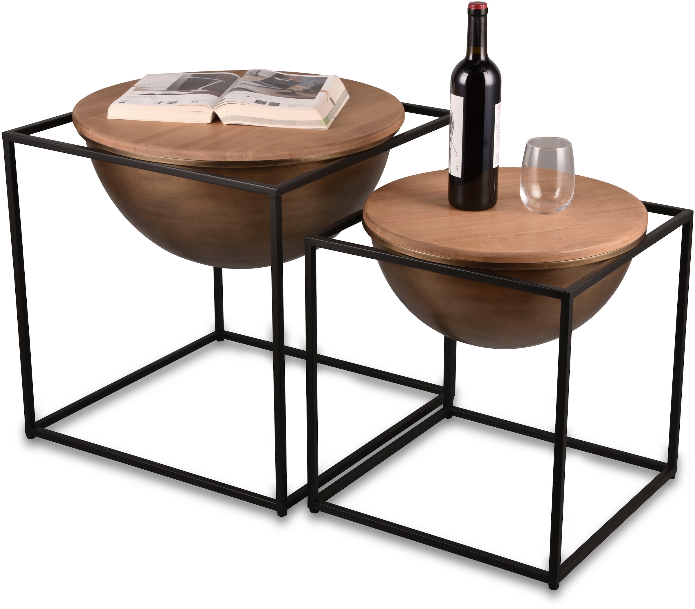MIRRORS AND MORE Table d'appoint »Celli« 1 cuis tlg. combinaison de bois et métal