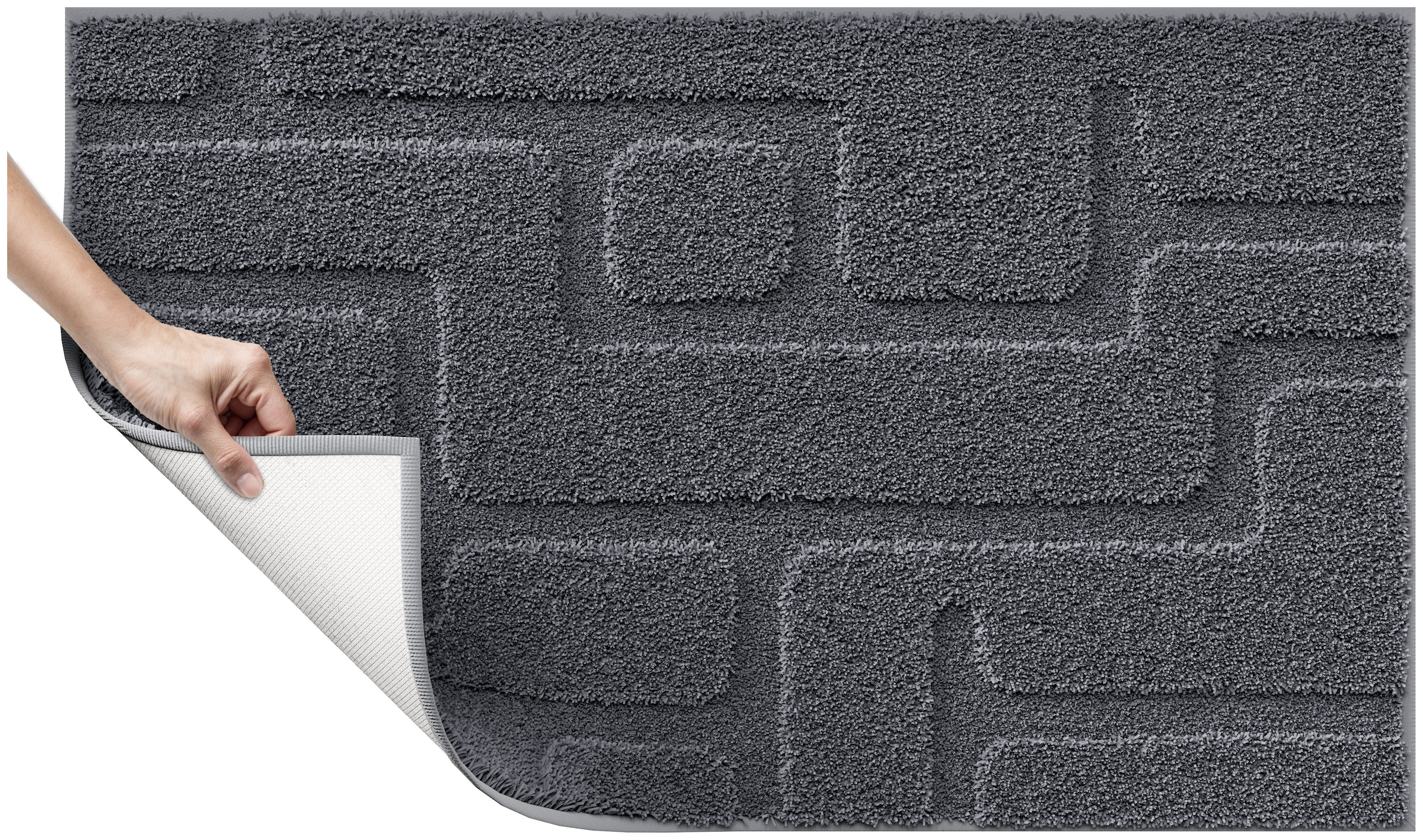 Grund Tapis de bain »Riana, Badvorleger, Badezimmer Teppich, sehr weich« Höhe 20 mm revêtement antidérapant Séchage rapide design moderne avec lignes en structure relief, fabriqué en Europe