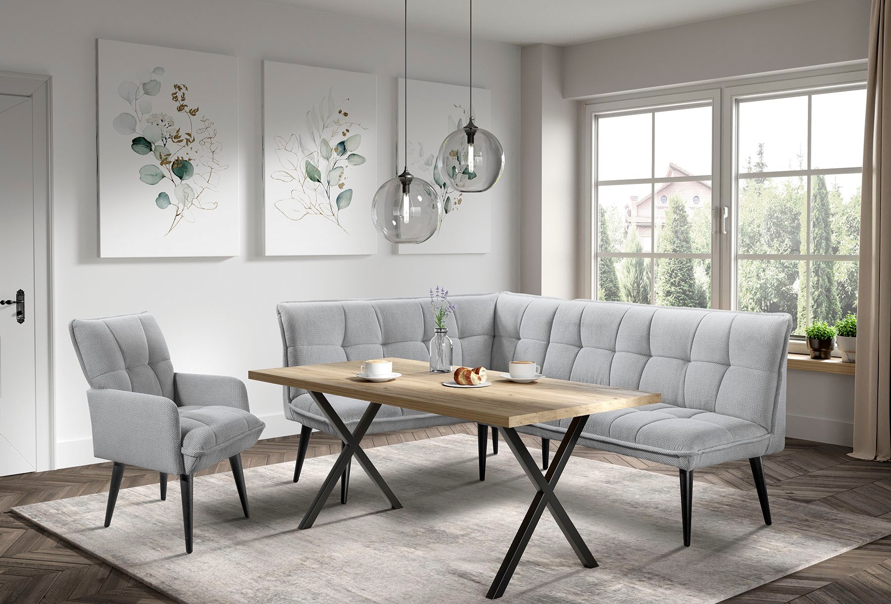 exxpo - sofa fashion Banc d'angle »Mocca Essbank, Sitzbank« hoher Sitzkomfort, bequem und elegant, hochwertige Detailverarbeitung