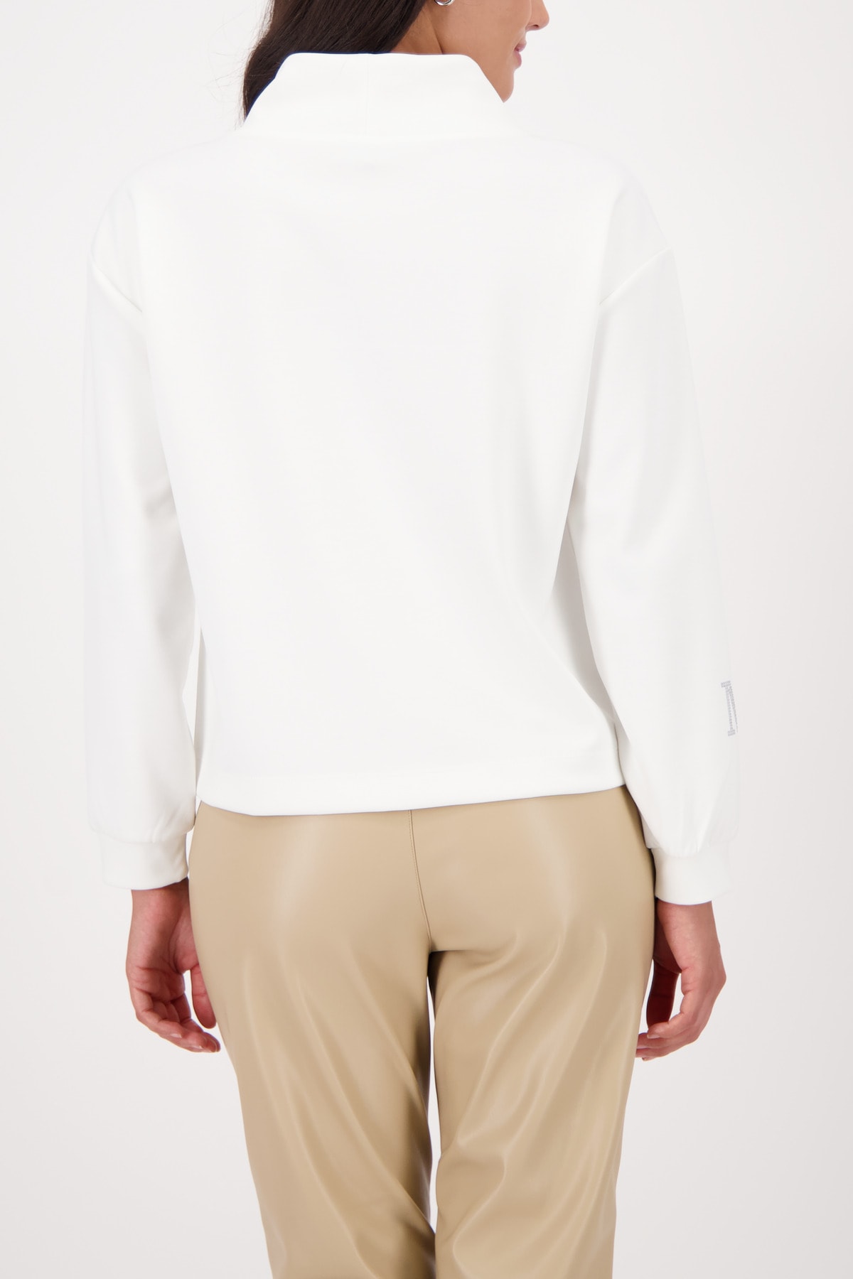 Monari Sweatshirt »Sweatshirt Schmuckdetail«, Stehkragen mit Bindeband, Logo aus Strasssteinen
