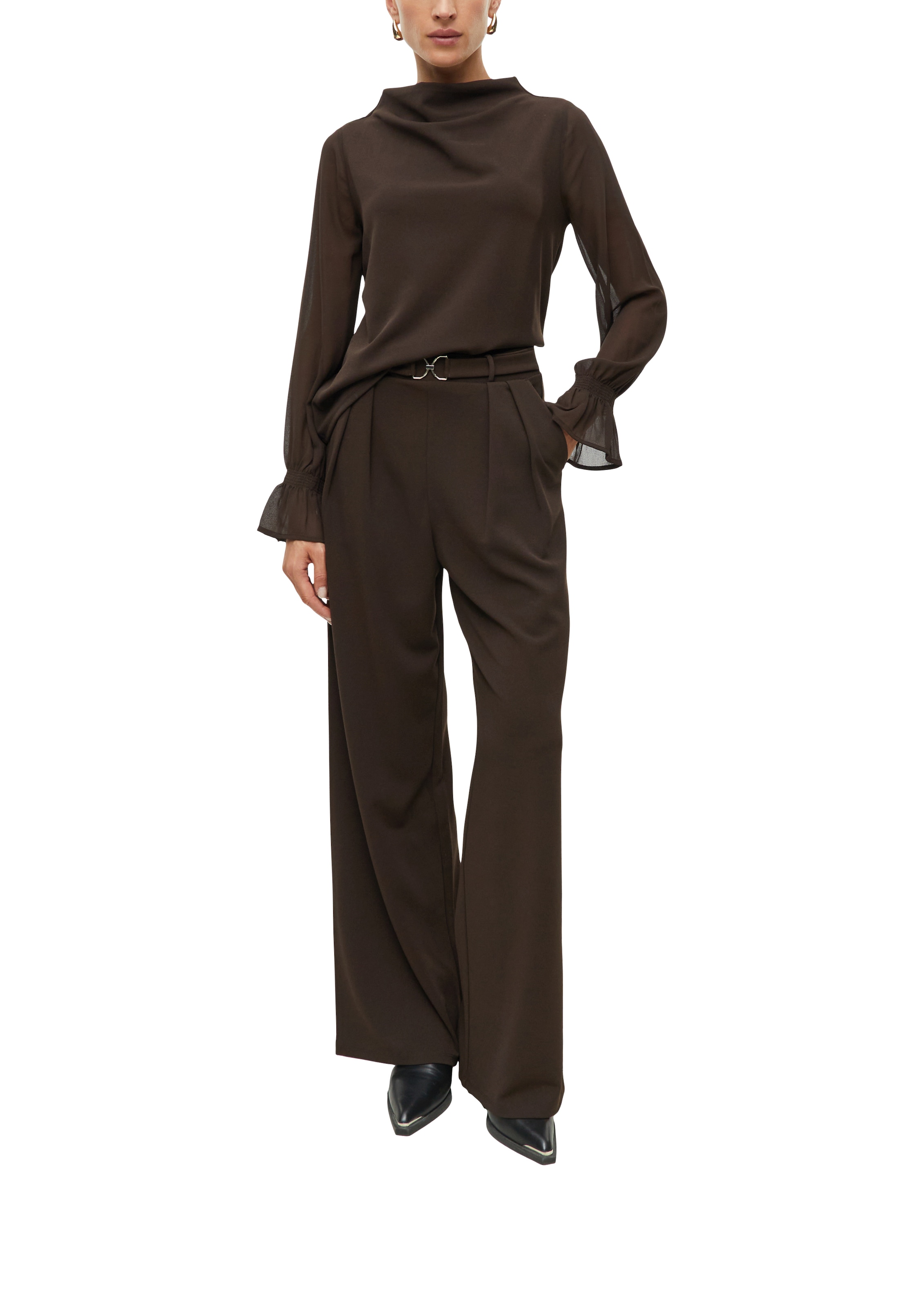 s.Oliver BLACK LABEL Blouse à manches longues Chiffonärmel mit Rüschenabschluss