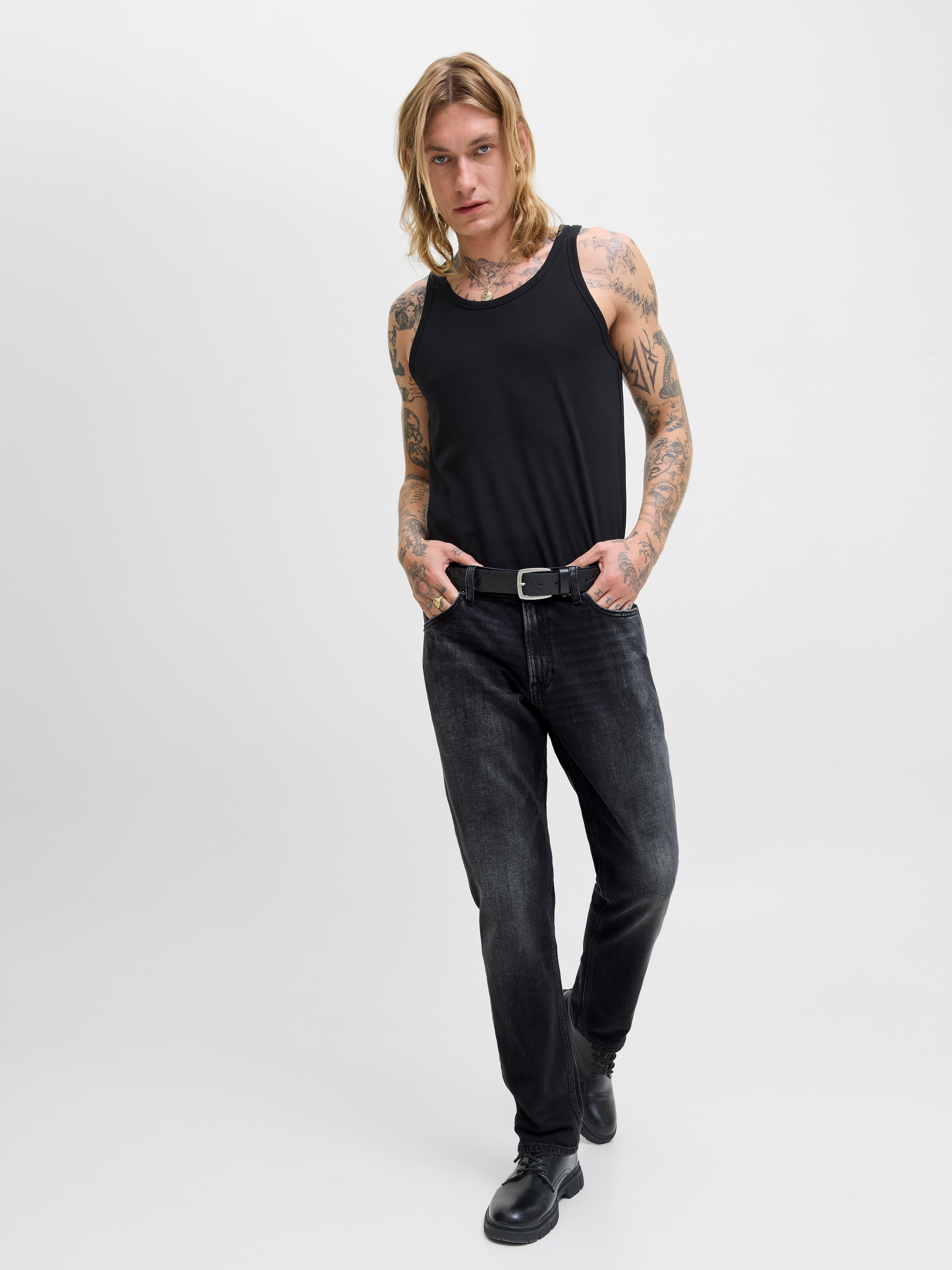 Jack & Jones Jeans coupe régulière »JJICLARK im Used-Look, Stretchkomfort und niedrige Leibhöhe« Baumwolle, regular fit