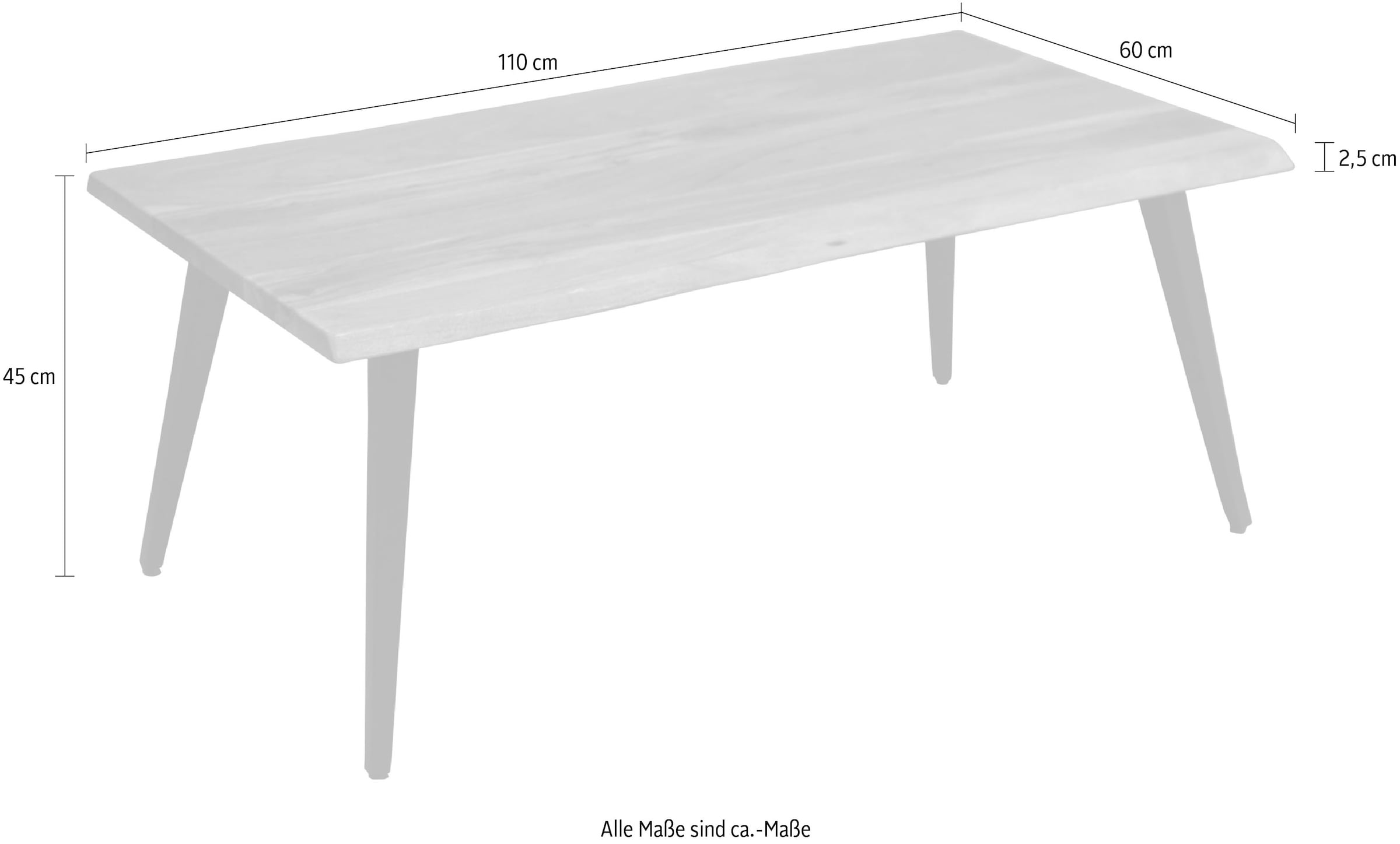 byLIVING Table basse »Caddy« Tischplatte mit Baumkante, Breite 110 oder 60 cm