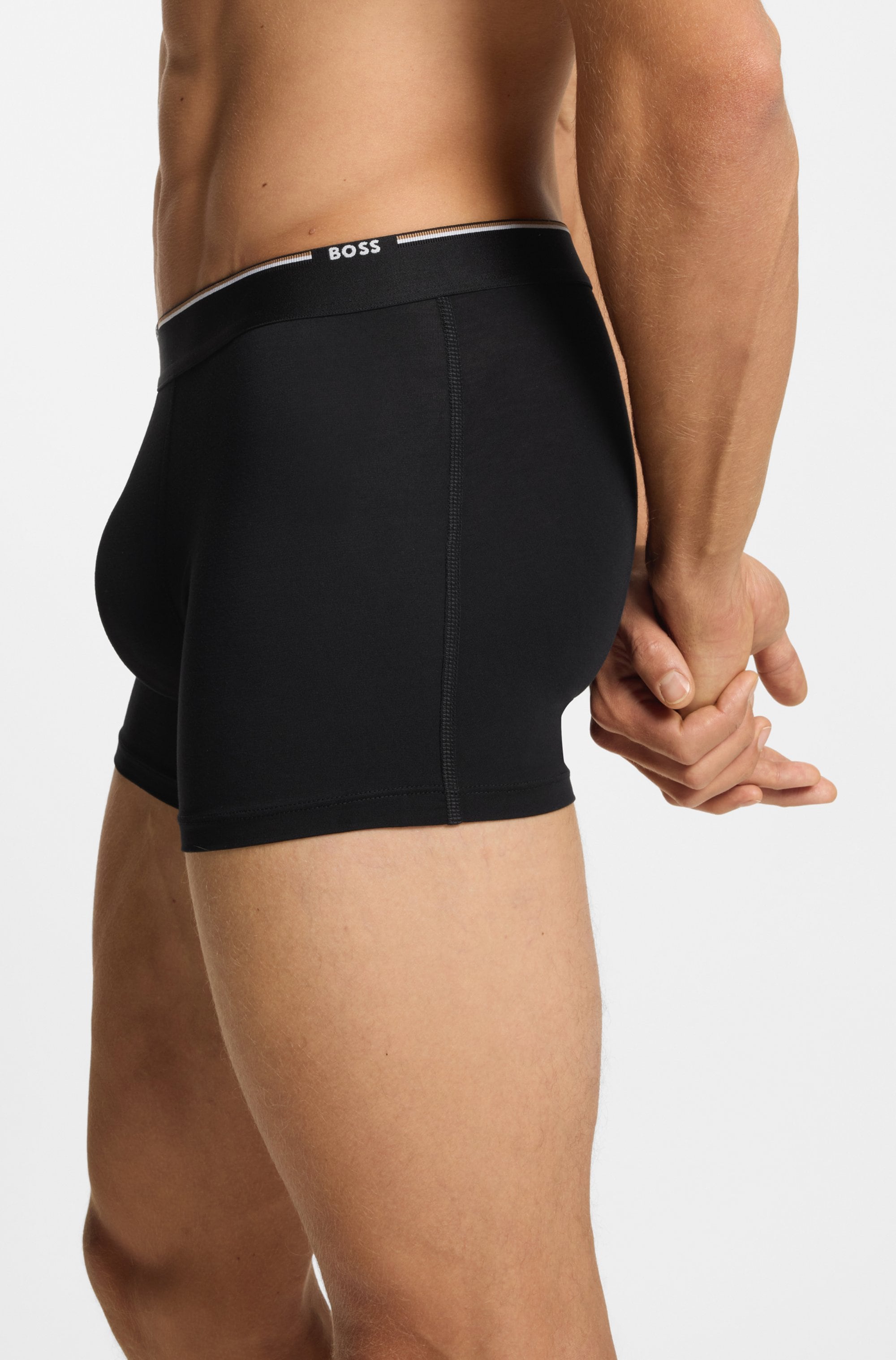 BOSS Boxer »Boxer Brief 3P Bamboo« Packung, 3 Stk. mit Logoschriftzug auf dem Bund