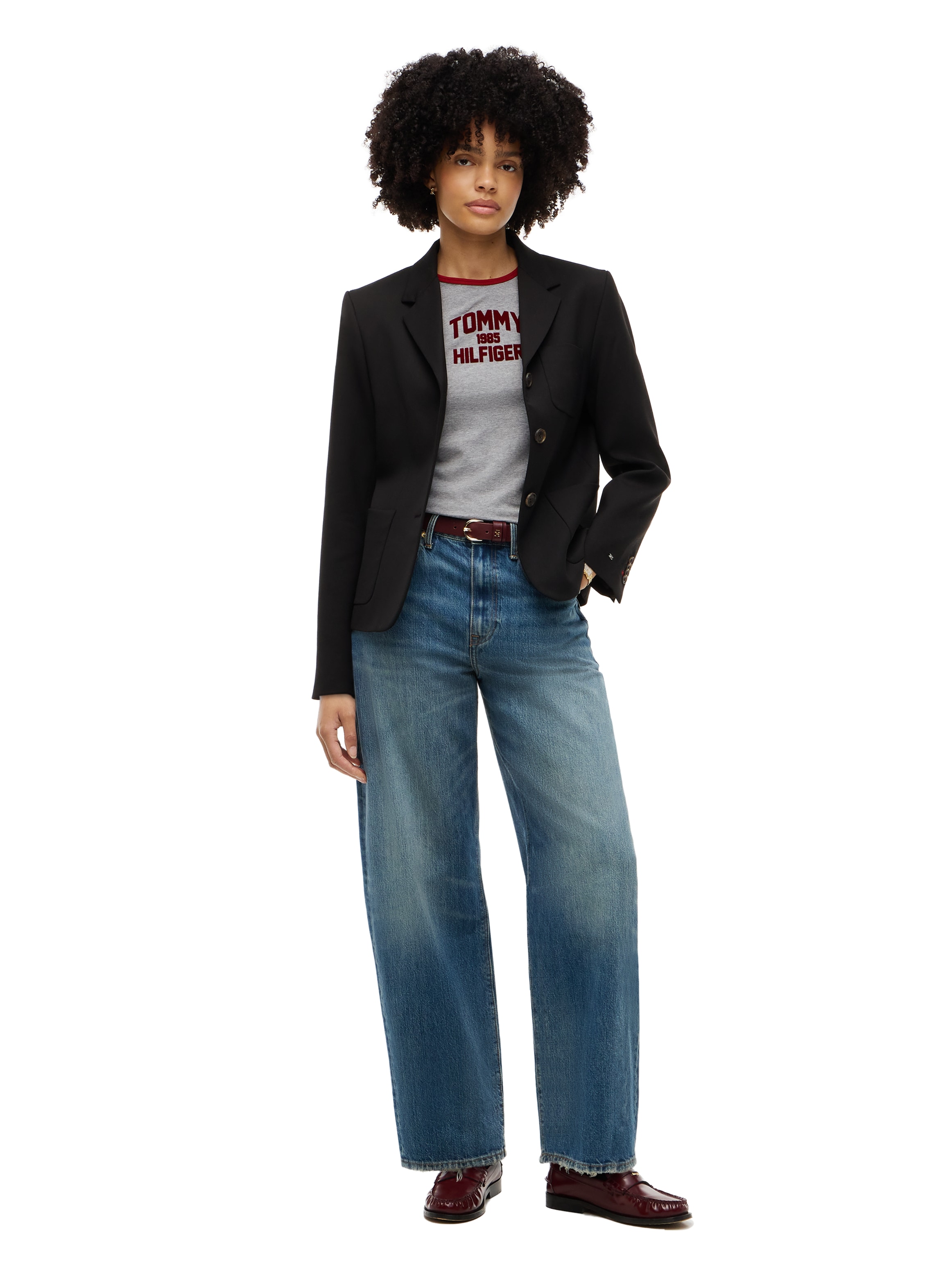 Tommy Hilfiger Blazer court »TIMELESS WOOL 3 BUTTON BLAZER« Mélange de matériaux, avec laine et stretch