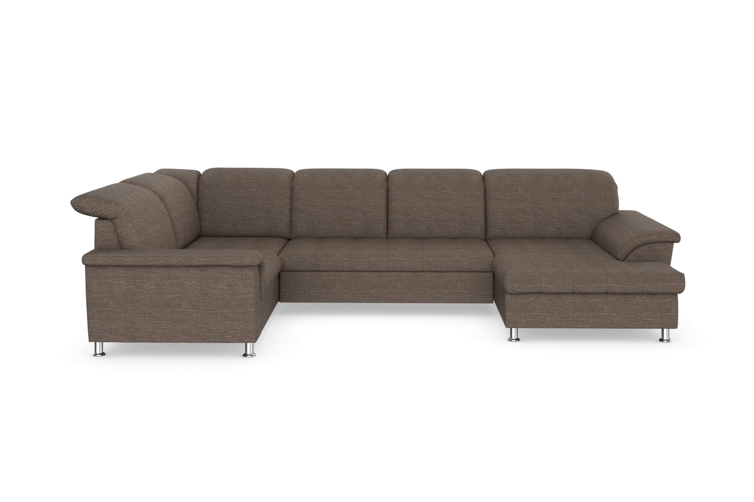 DOMO collection Wohnlandschaft »FRANZI 344x206x81 cm, elegant, komfortabel« U-Form, Recamiere rechts, beige-braun, B/T: 344/206 cm