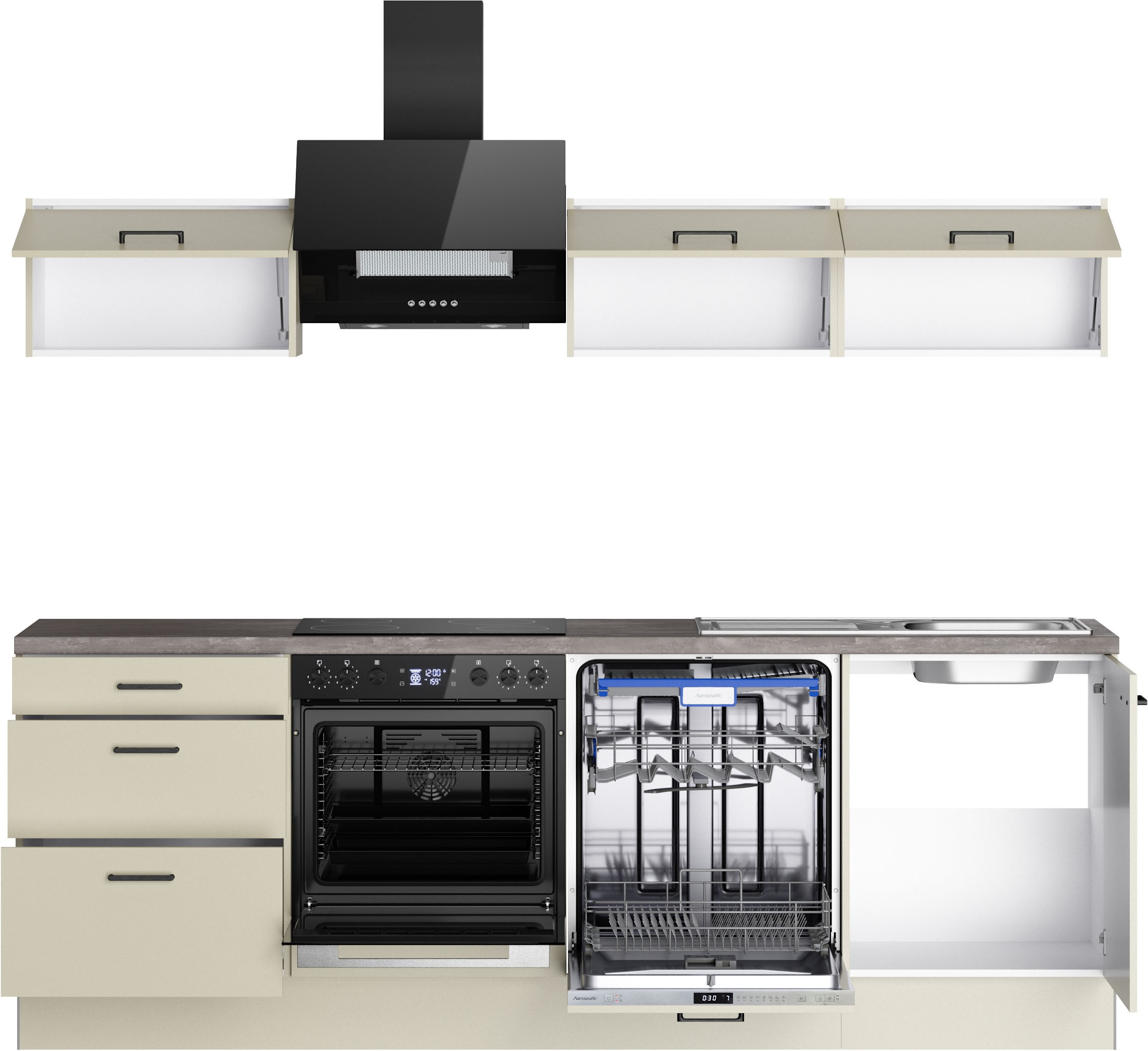 KOCHSTATION Küchenzeile »KS-Sion Breite 240 cm« Neue Technik: OPTIsnap, wahlw. m.HANSEATIC-E-Geräten u.Stand Alone