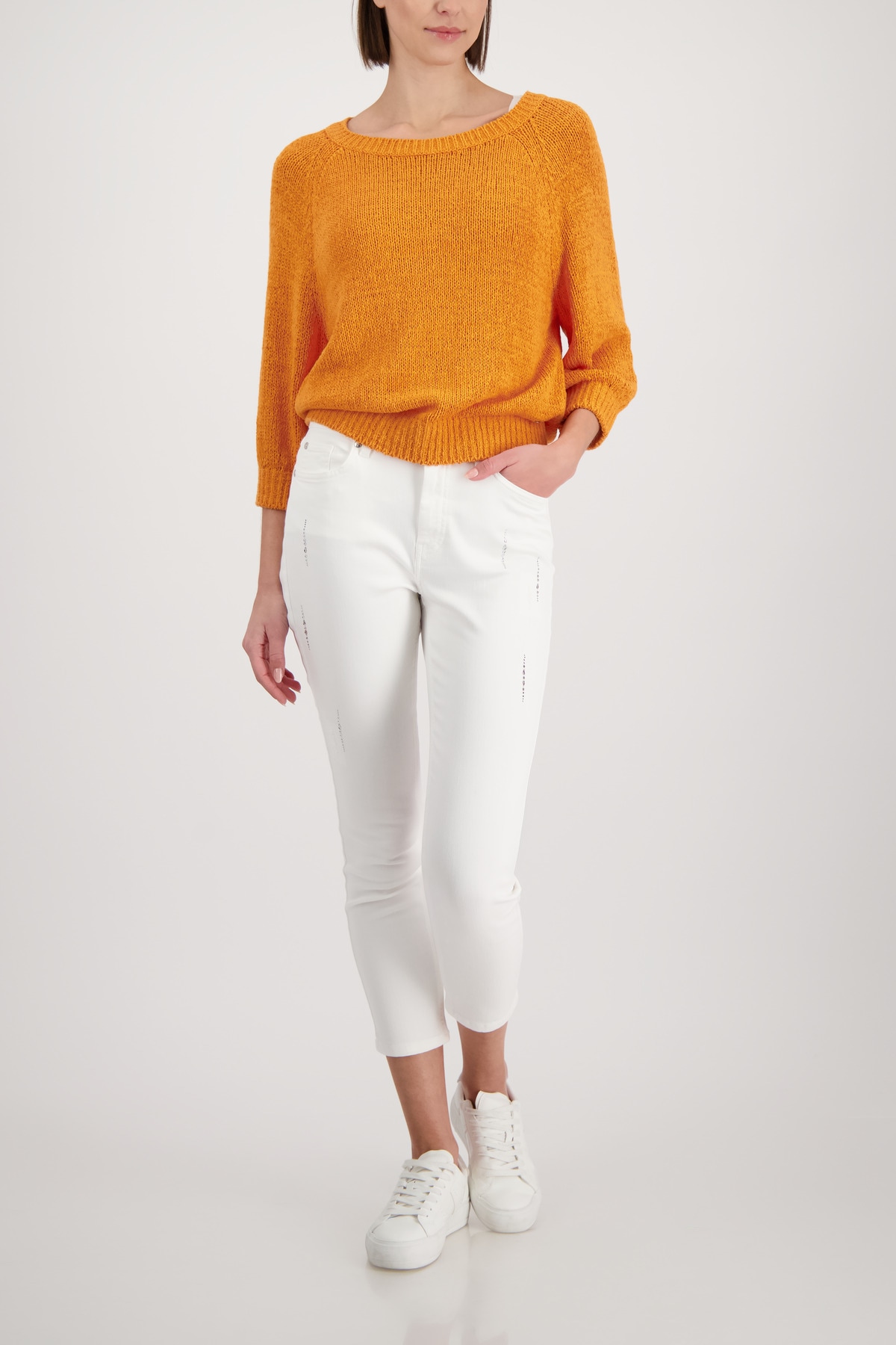 Monari Strickpullover »Pullover Basic Bändchen« Regular fit aus Bändchengarn