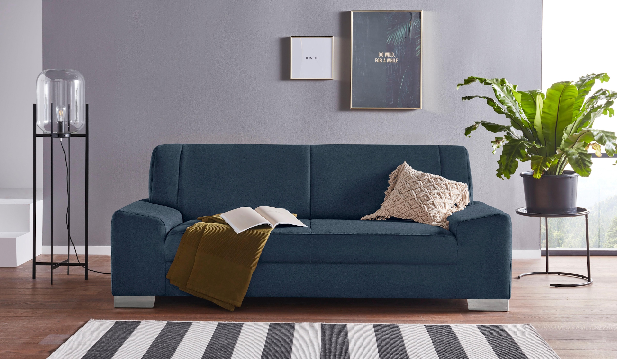 DOMO collection 2,5-Sitzer »Anzio kubisches Design, flache Armlehnen, Breite 214cm« Mit Federkern