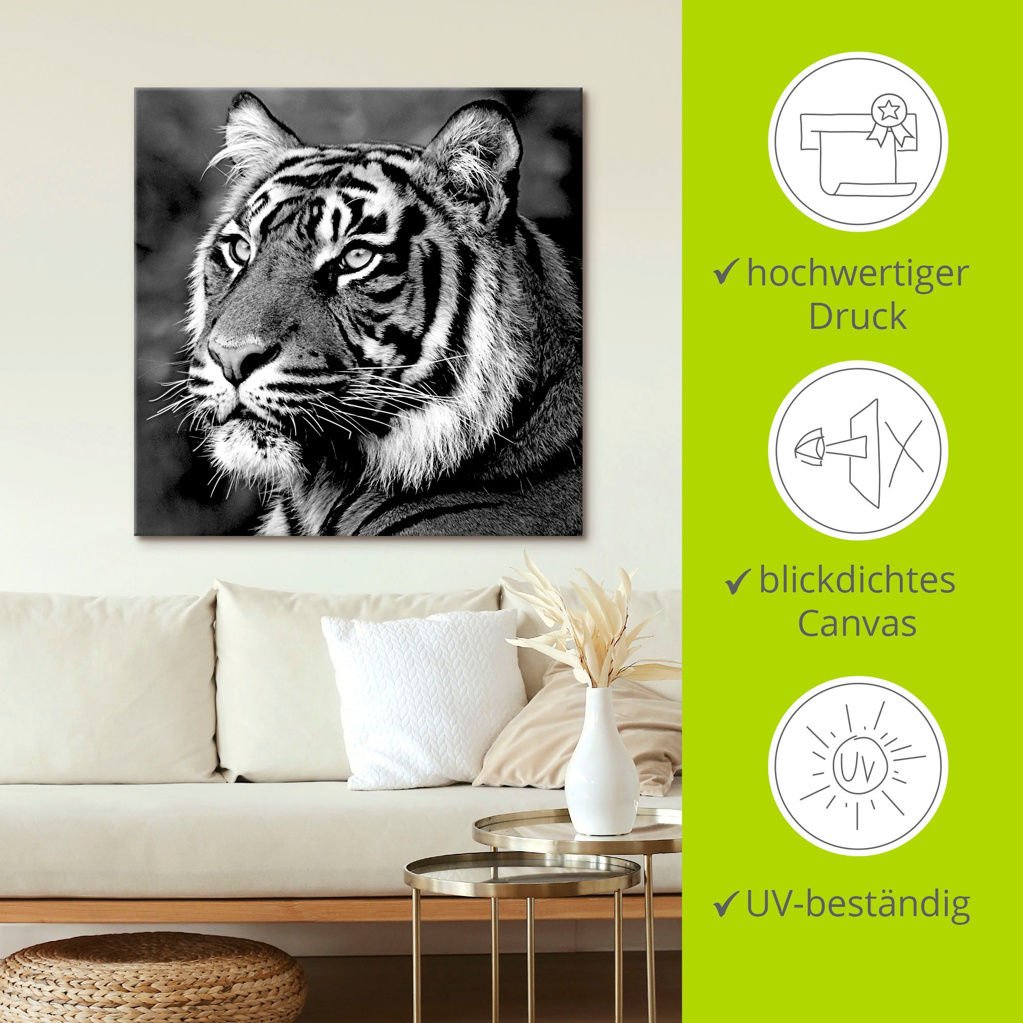 Artland Tableau sur toile »Tiger« 1 cuis tlg. auf Holzrahmen gespannt