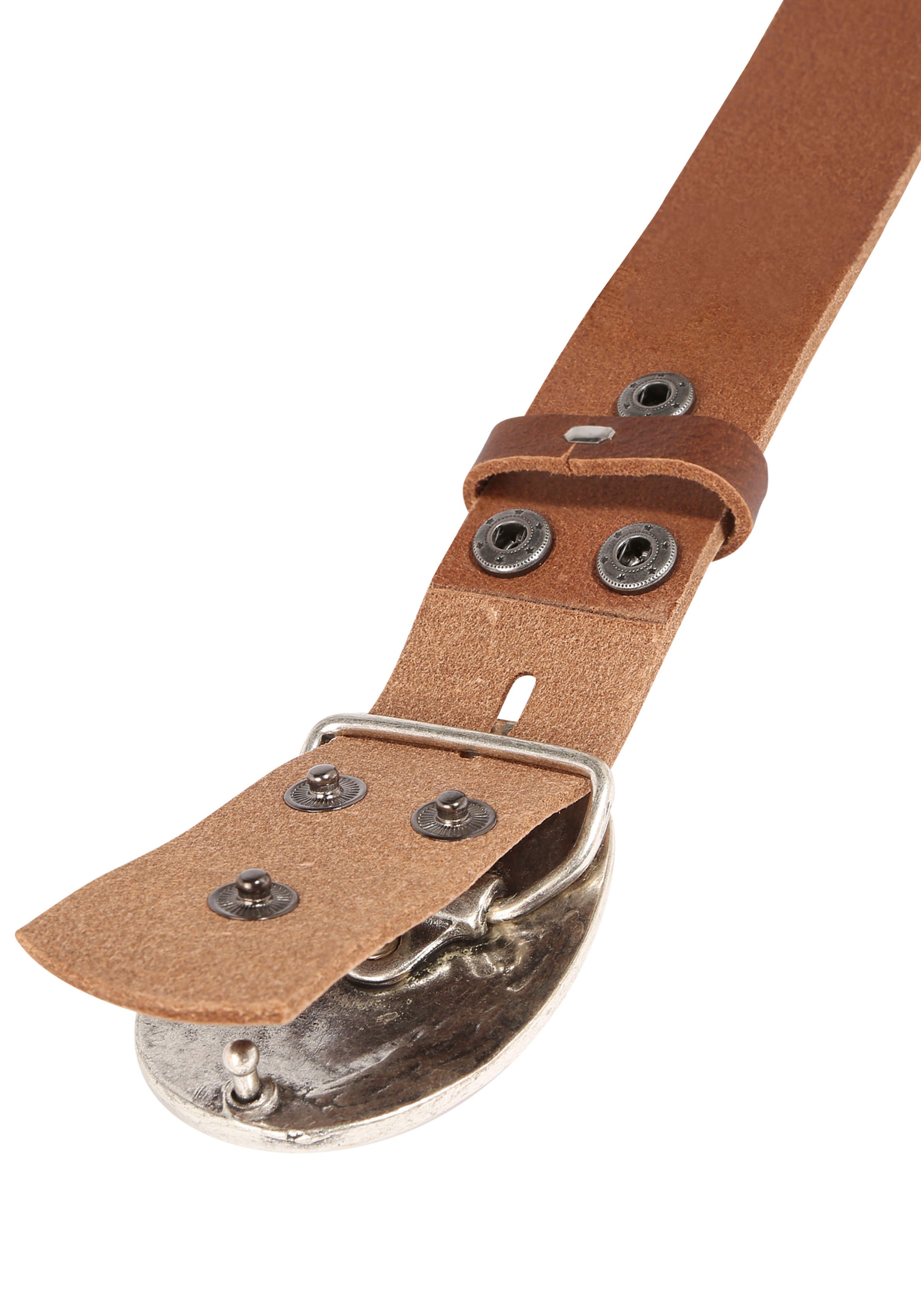 Rettungsring Gürtel Ledergürtel mit austauschbarer Schliesse »Oval Gewölbt Silber«