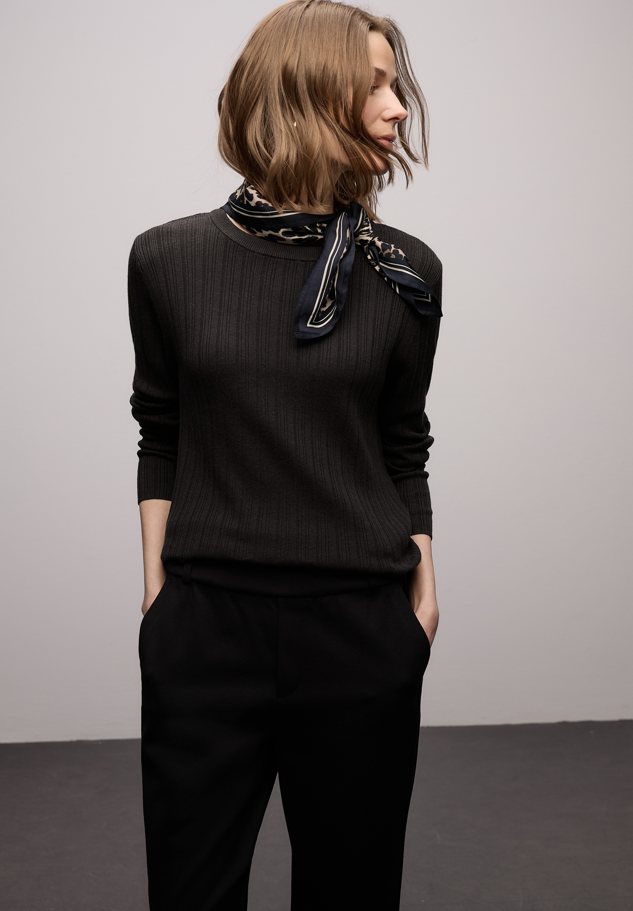 STREET ONE Pull en tricot mit Rippstruktur und Viskose