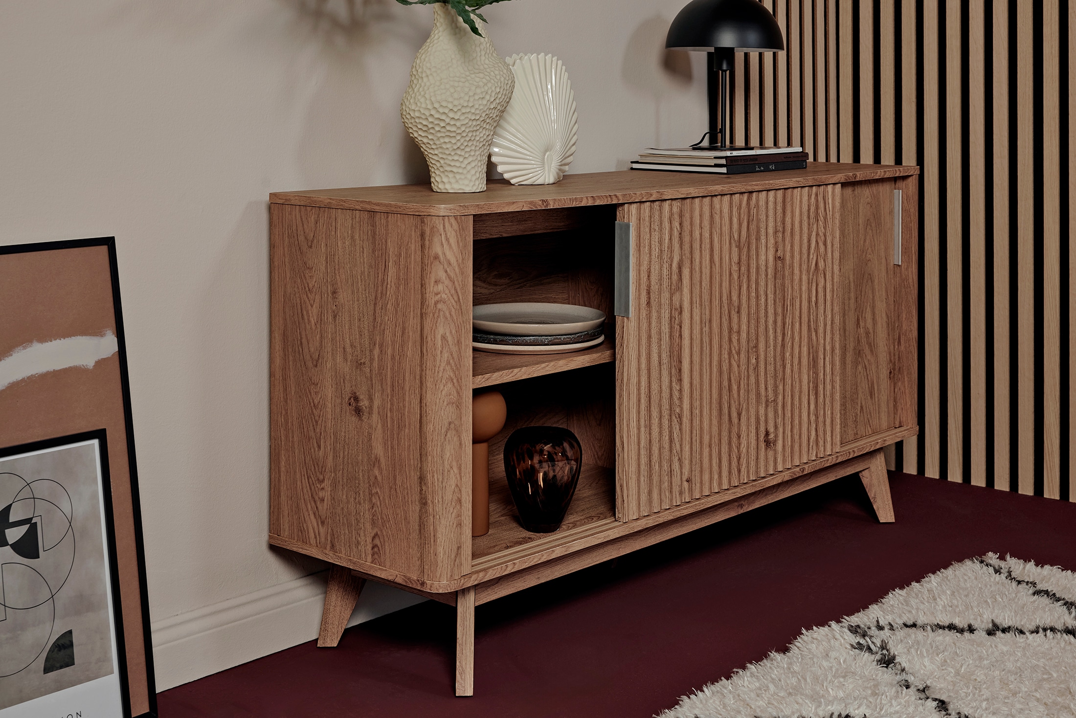 Jahnke Sideboard »WAVE SBS 145« 1 Stk. tlg. Retro-Stil, mit 2 Schiebetüren, ca. 148 cm