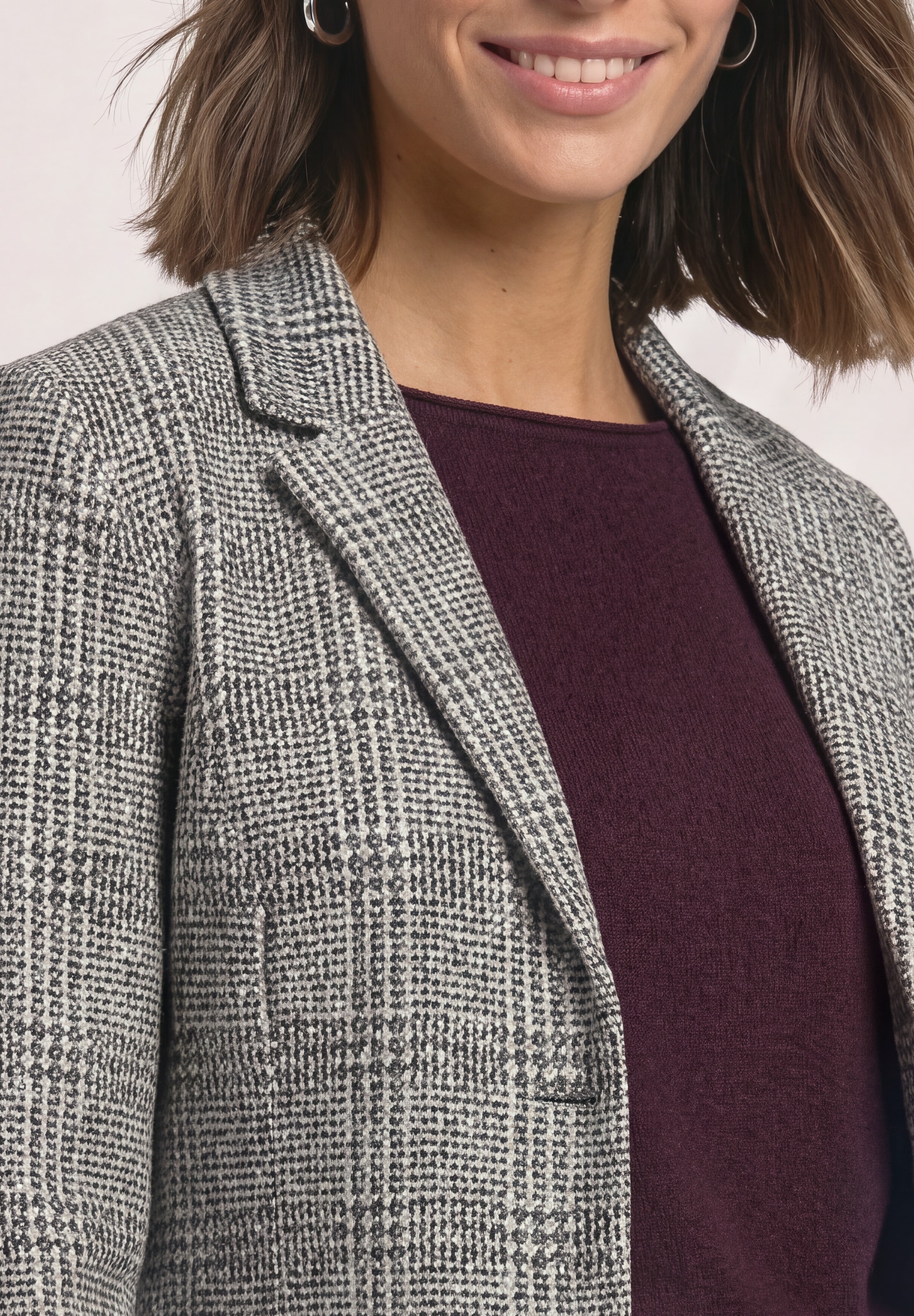 STREET ONE Veste blazer avec motif à carreaux et boutons