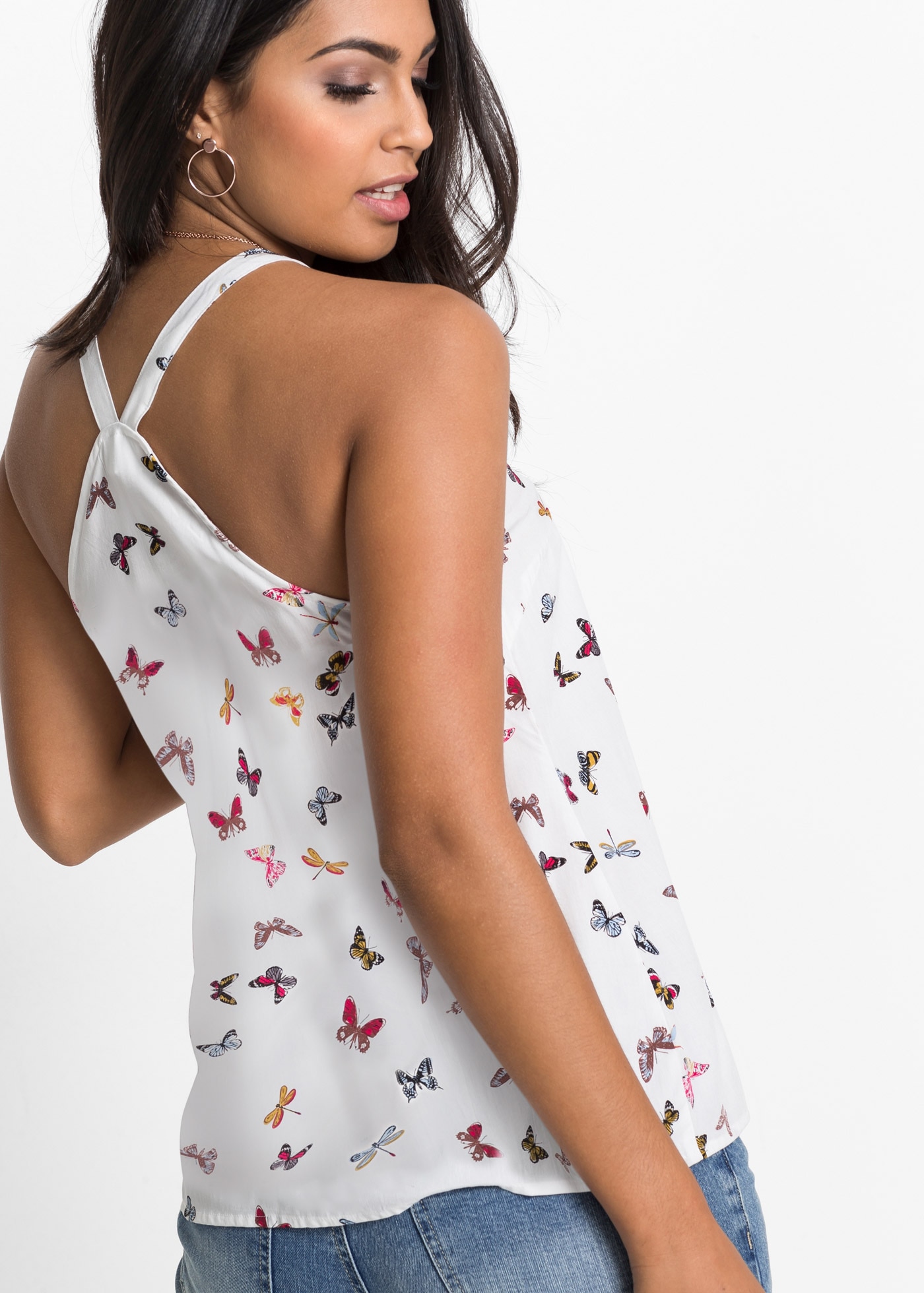 bonprix Top chemisier A-Linie, ausgestellter Saum, originelle Rückenlösung