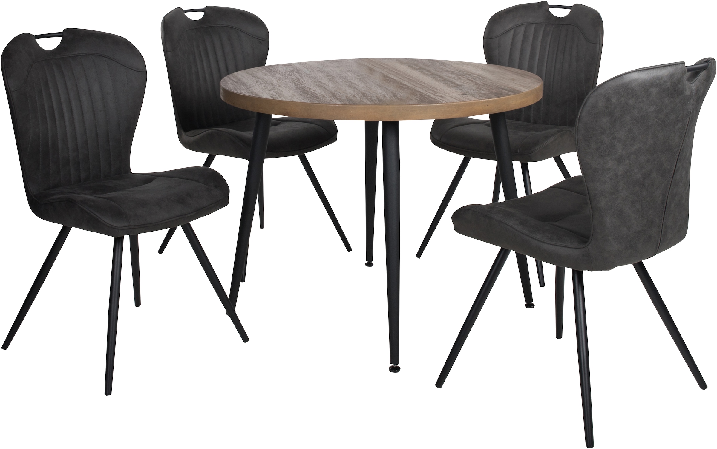 Duo Collection Essgruppe »Esszimmergruppe Marla & Zoe« Set, 5-tlg., 5 Stk. tlg. Ø 100 cm, massives Metallgestell, bis 100 kg belastbar