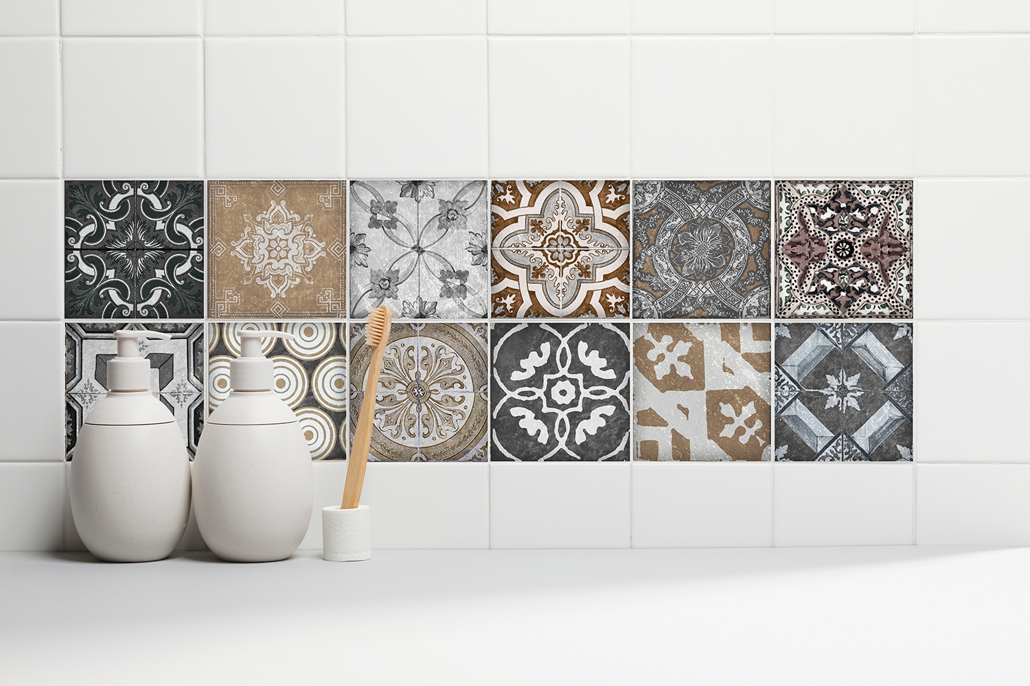 queence Fliesenaufkleber »Mosaik Muster« Stickerfliesen, selbstklebend, Sticker, 12er Set