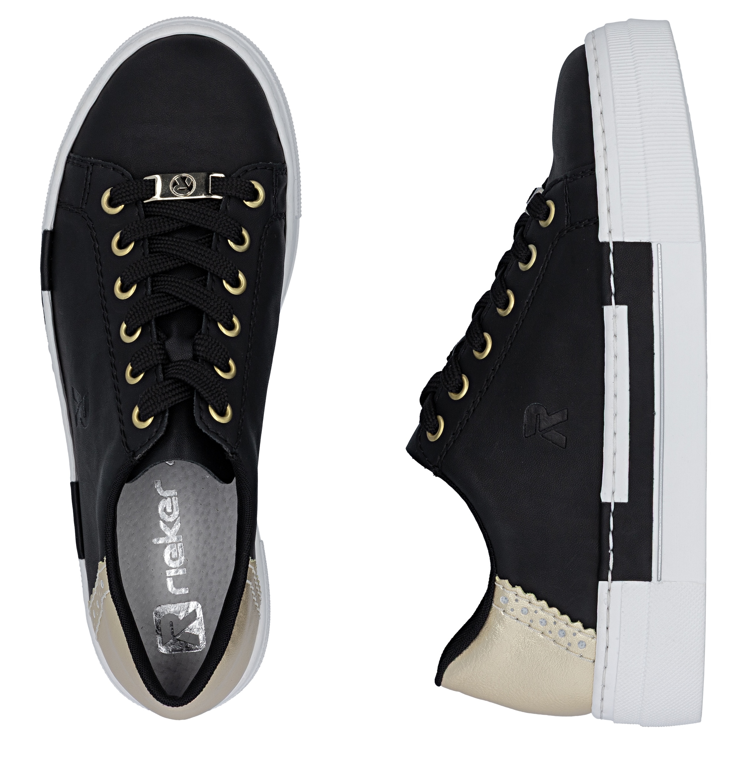 Rieker Baskets à plateforme  mit Metallic-Fersenkappe, Freizeitschuh, Halbschuh, Schnürschuh