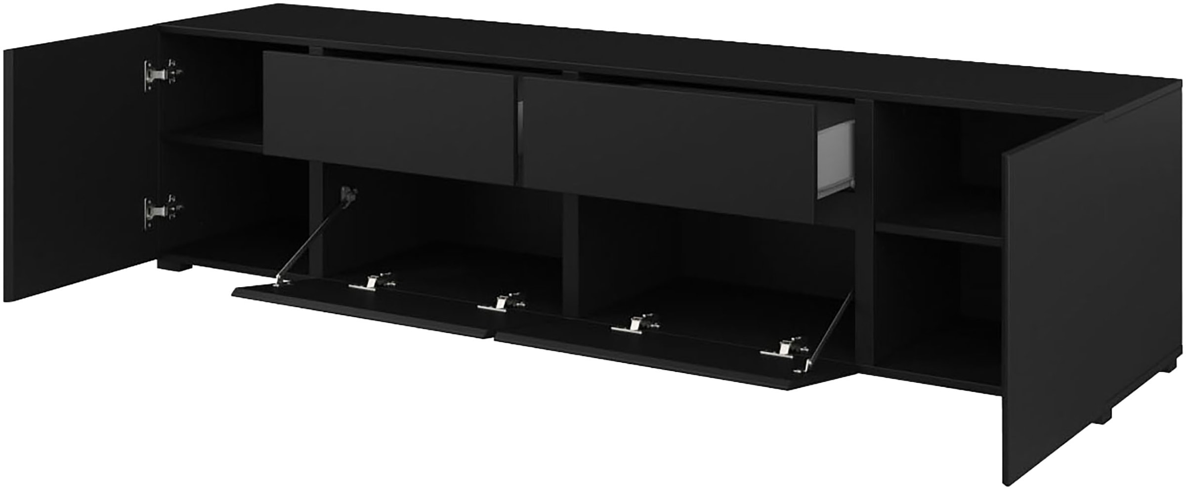 GOODproduct Table basse »Metric,Breite 195cm, grifflose Lowboard 2Klappen/2Schubkästen/2Tür« TV-Schrank mit viel Stauraum, TV-Board