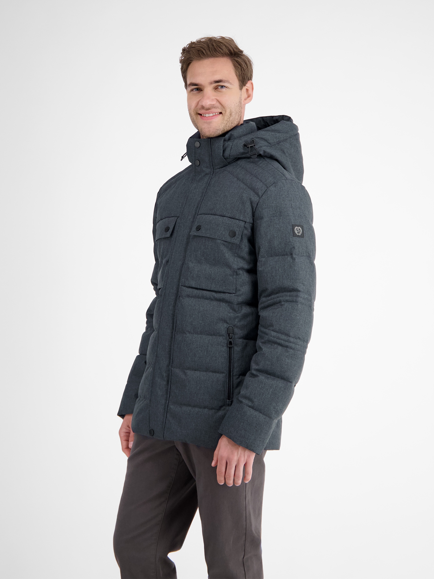 LERROS Outdoorjacke »LERROS Herren Fieldjacket in Woll-Optik« mit Kapuze Wasser- und windabweisend, atmungsaktiv