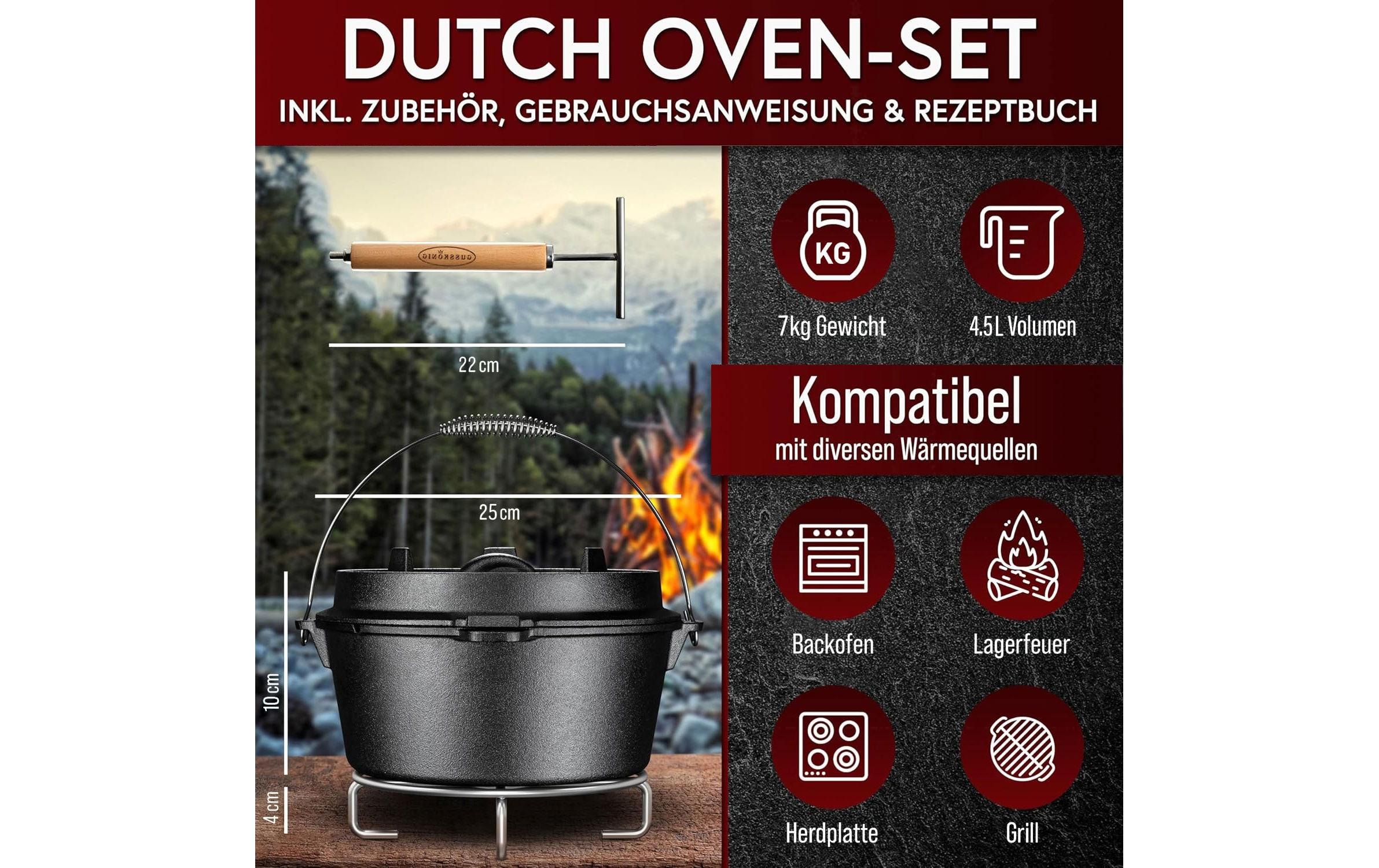   Grilltopf »Gusskoenig Gusseisen Set Holzbox 8-teilig« Gusseisen 8 Stk. tlg.