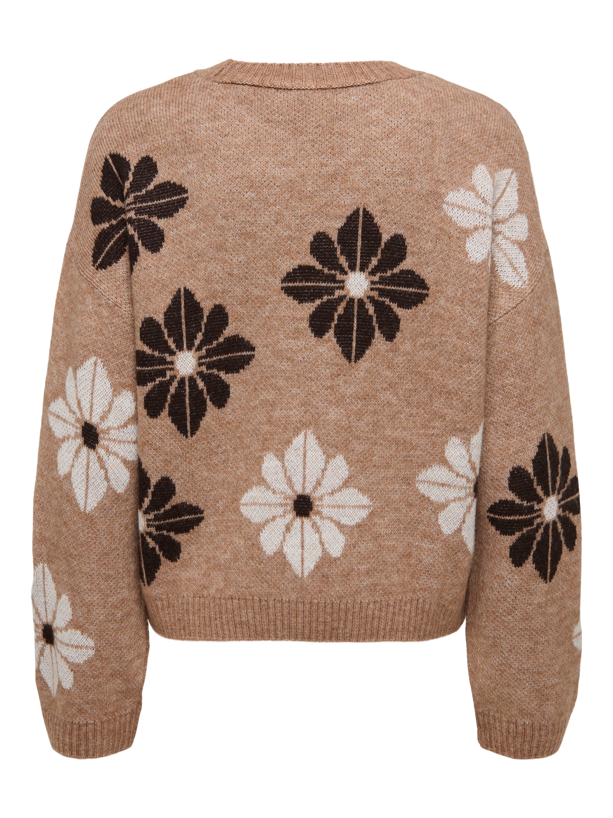 ONLY Rundhalspullover »ONLFREESIA LS FLOWER O-NECK RP KNT« mit Blümchen - Strickmuster