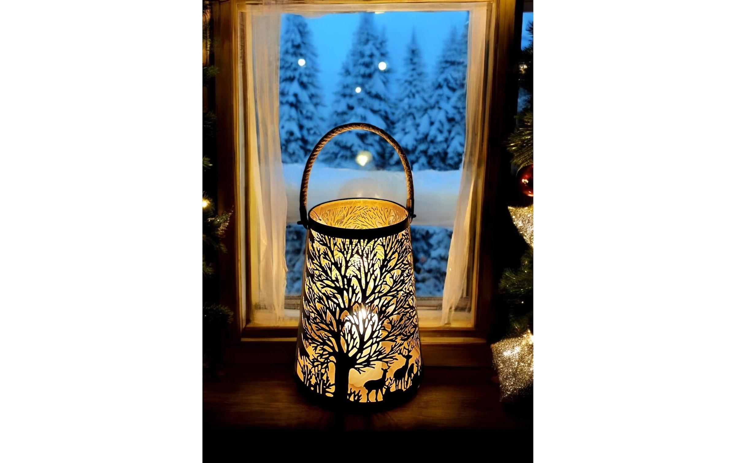   Laterne »Dameco Forest 41 cm Gold/Schwarz«